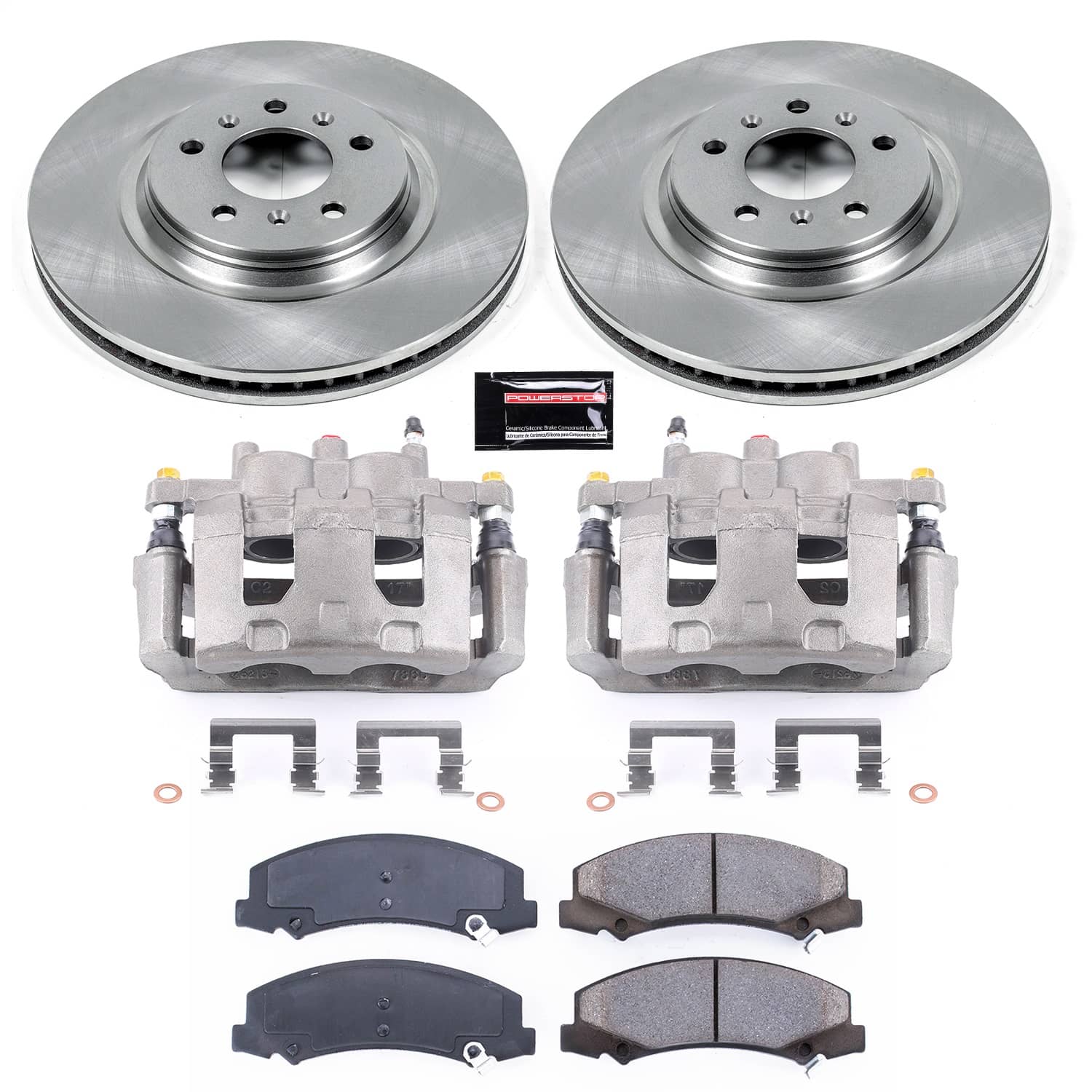 Power Stop - KCOE4654 - Front - Disc Brake Pad/Caliper and Rotor Kit