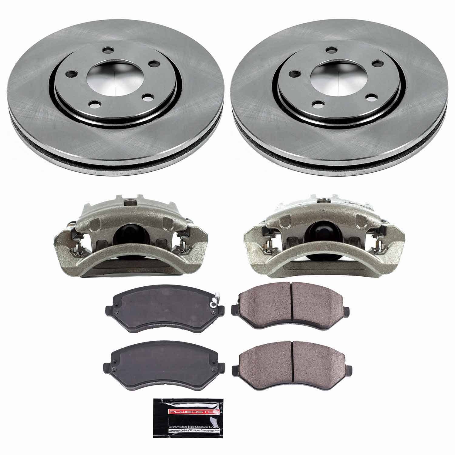 Power Stop - KCOE5244 - Front - Disc Brake Pad/Caliper and Rotor Kit