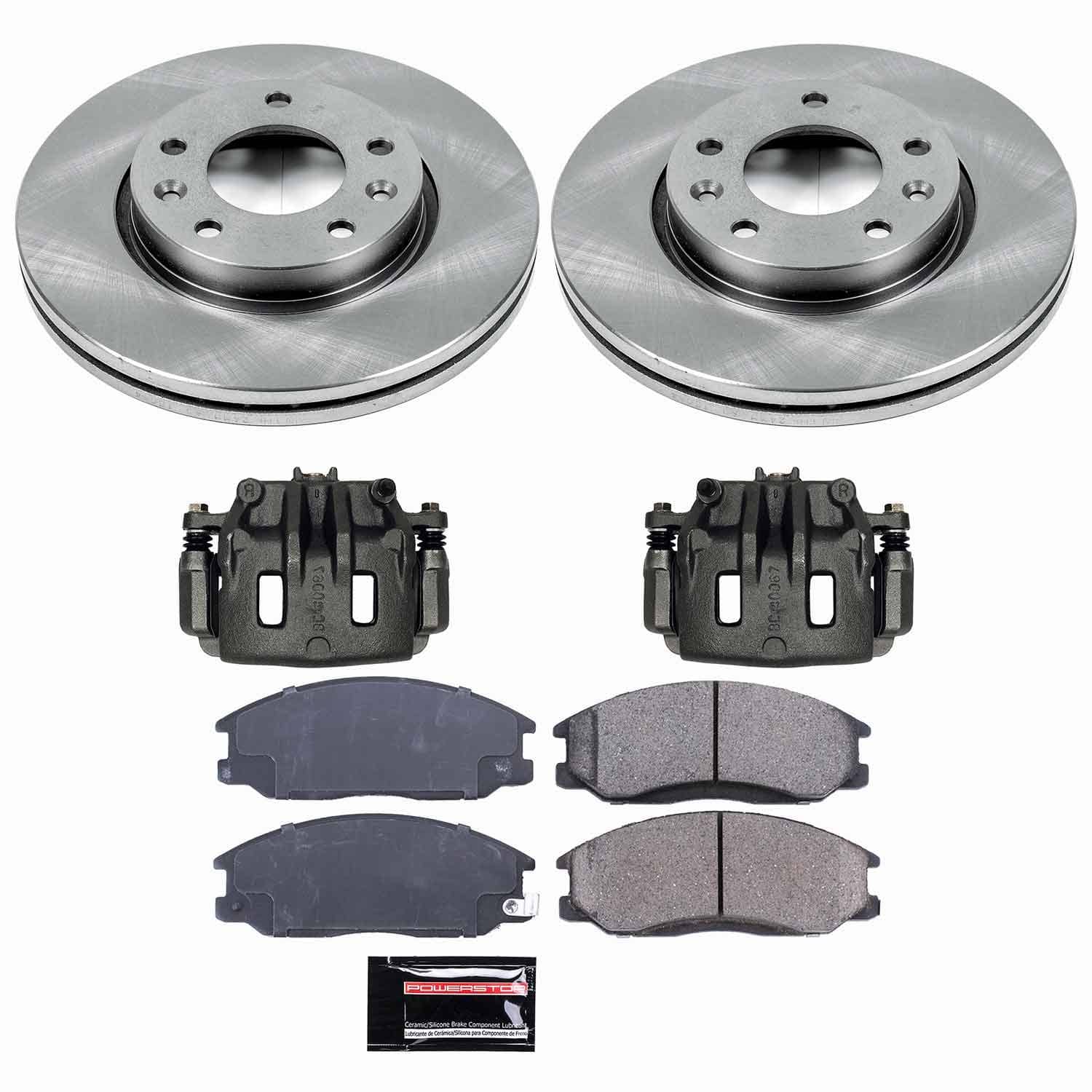 Power Stop - KCOE5252 - Front - Disc Brake Pad/Caliper and Rotor Kit