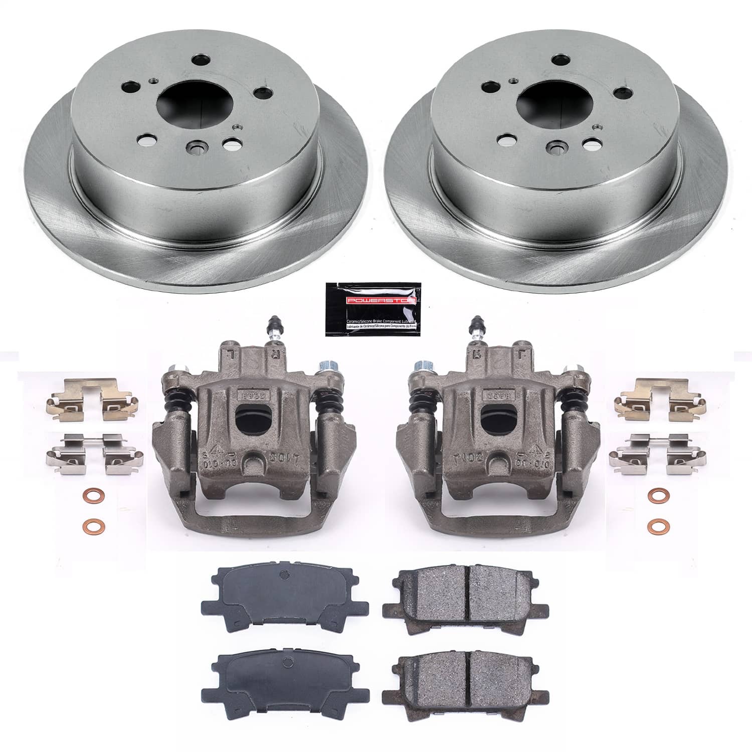Power Stop - KCOE5333A - Rear - Disc Brake Pad/Caliper and Rotor Kit