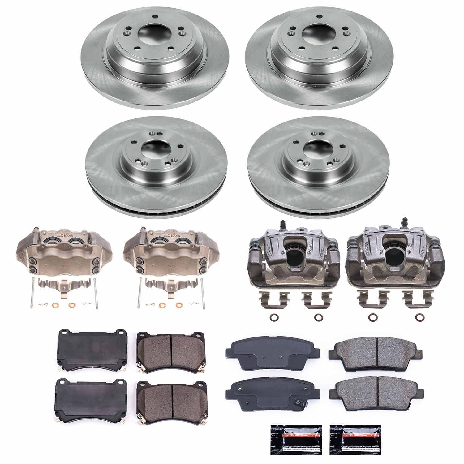 Power Stop - KCOE5845 - Front and Rear - Disc Brake Pad/Caliper and Rotor Kit