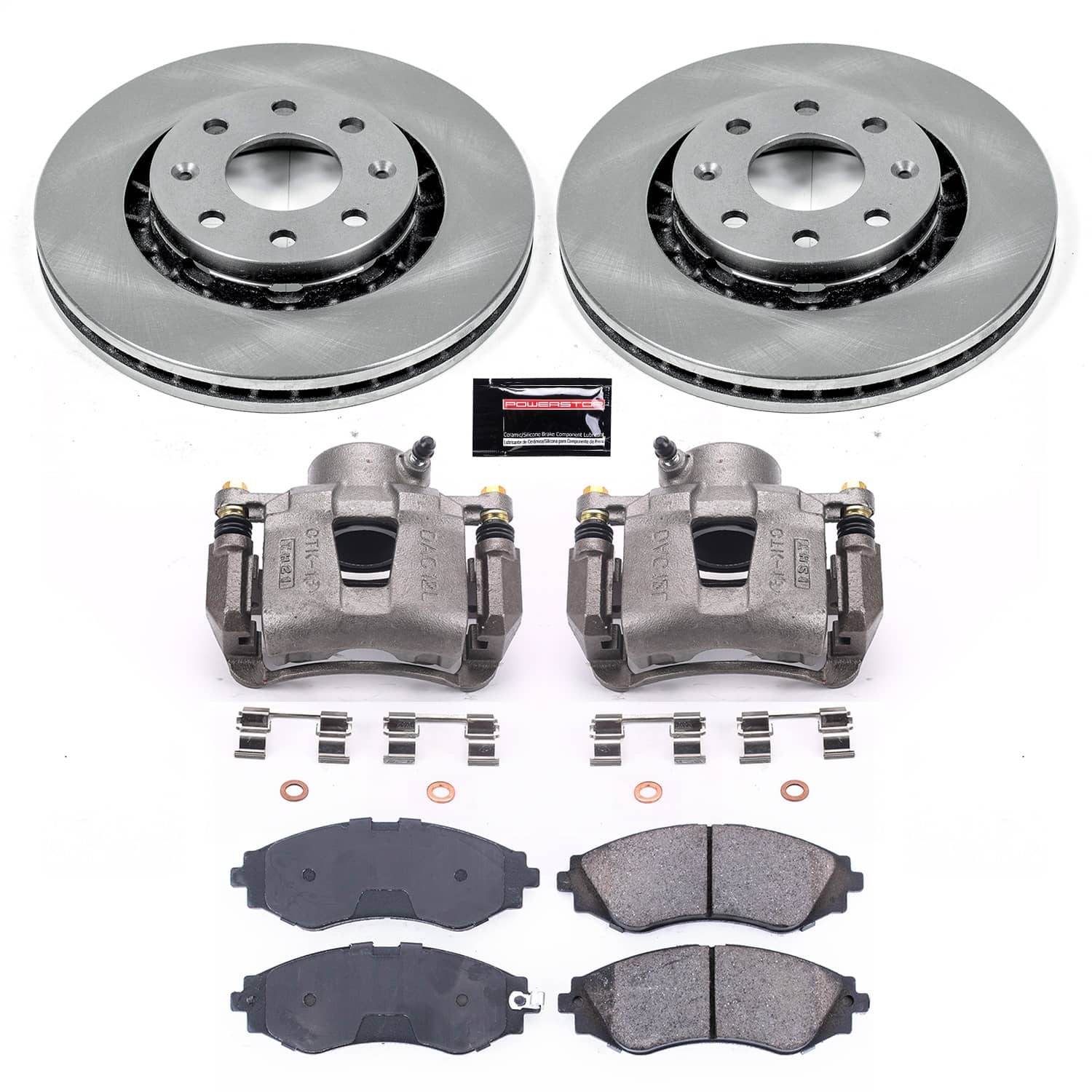 Power Stop - KCOE5893 - Front - Disc Brake Pad/Caliper and Rotor Kit