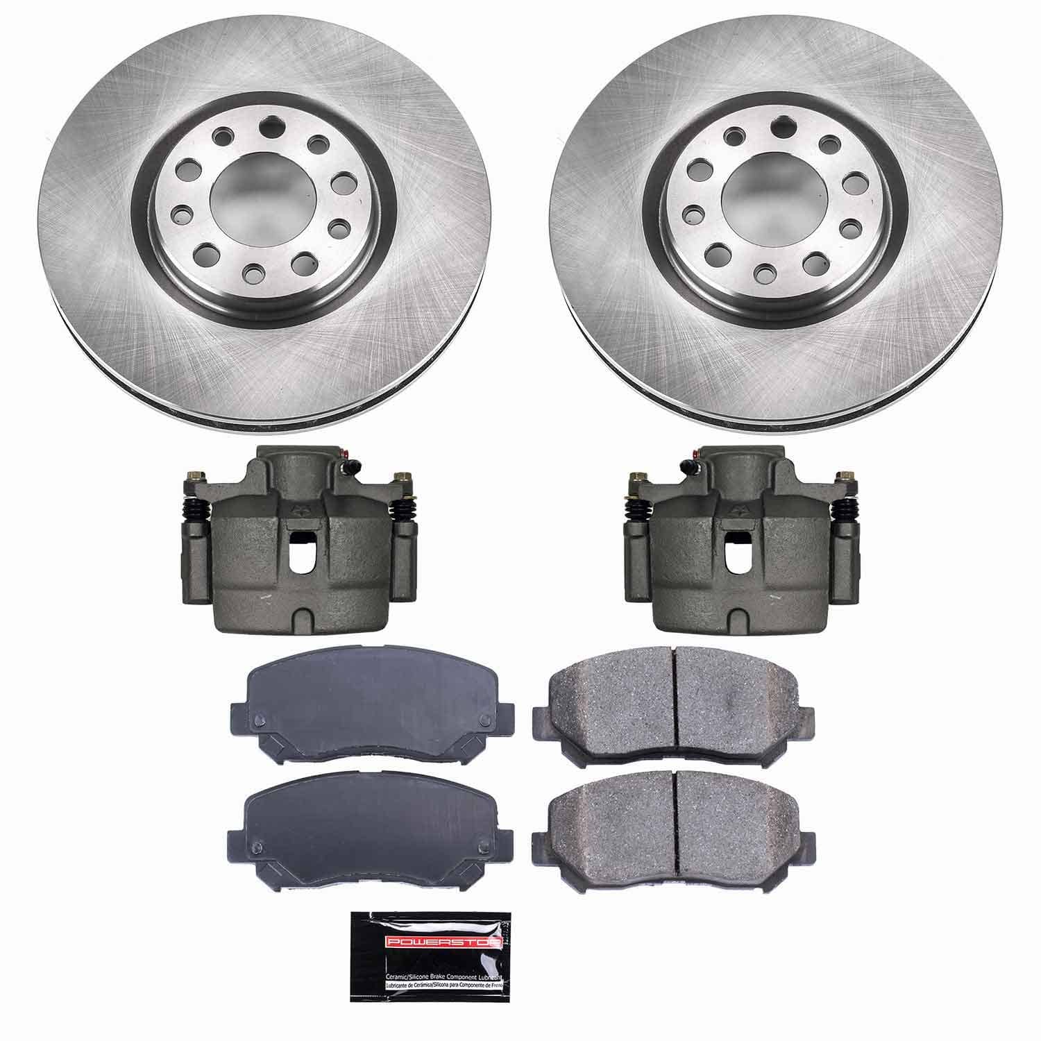 Power Stop - KCOE6372 - Front - Disc Brake Pad/Caliper and Rotor Kit