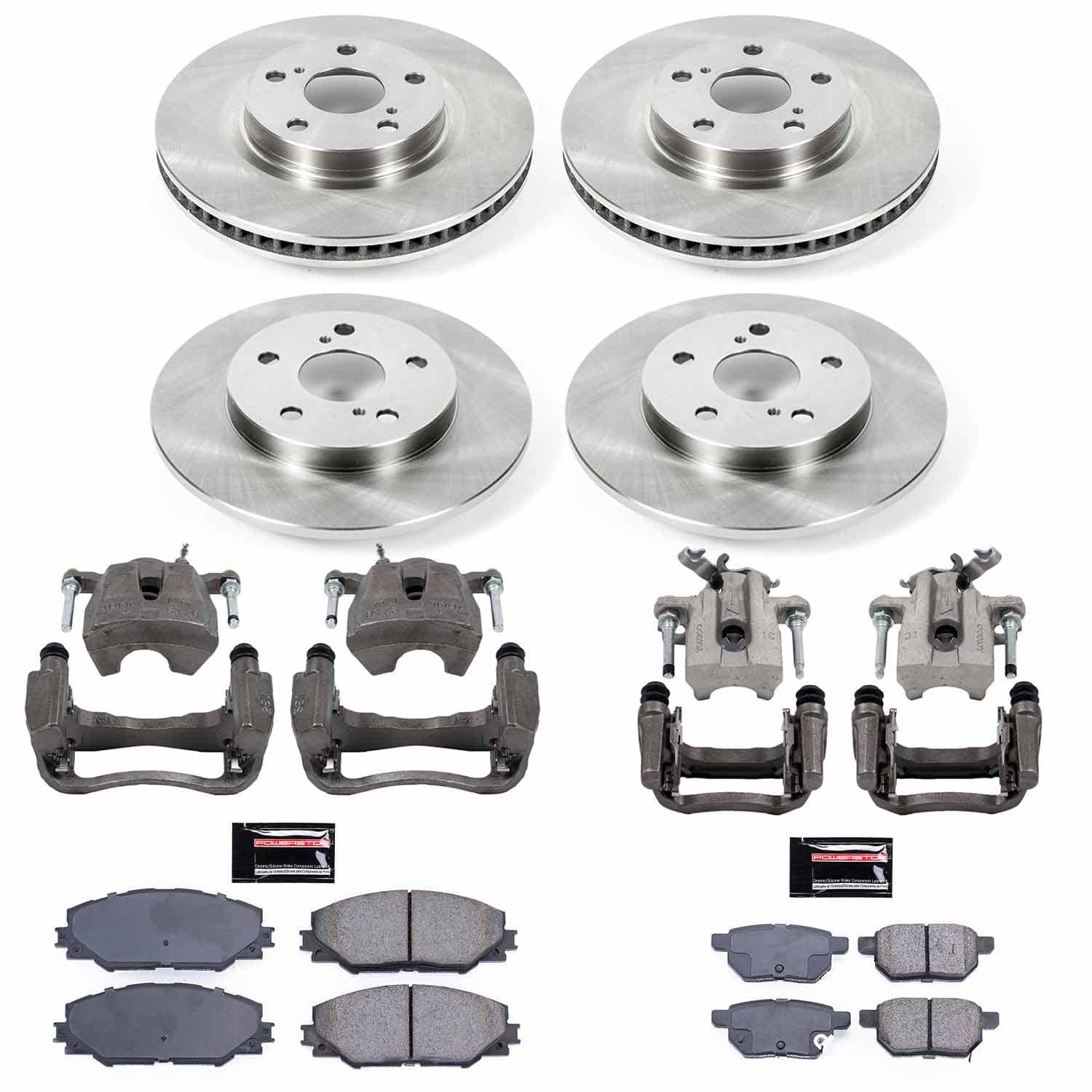 Power Stop - KCOE7631 - Front and Rear - Disc Brake Pad/Caliper and Rotor Kit