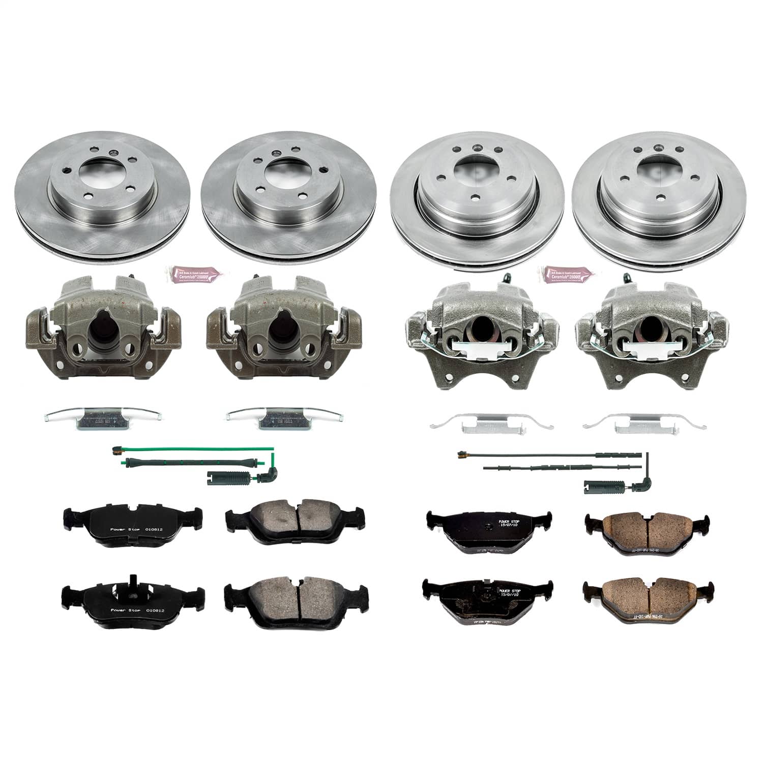 Power Stop - KCOE874 - Front and Rear - Disc Brake Pad/Caliper and Rotor Kit