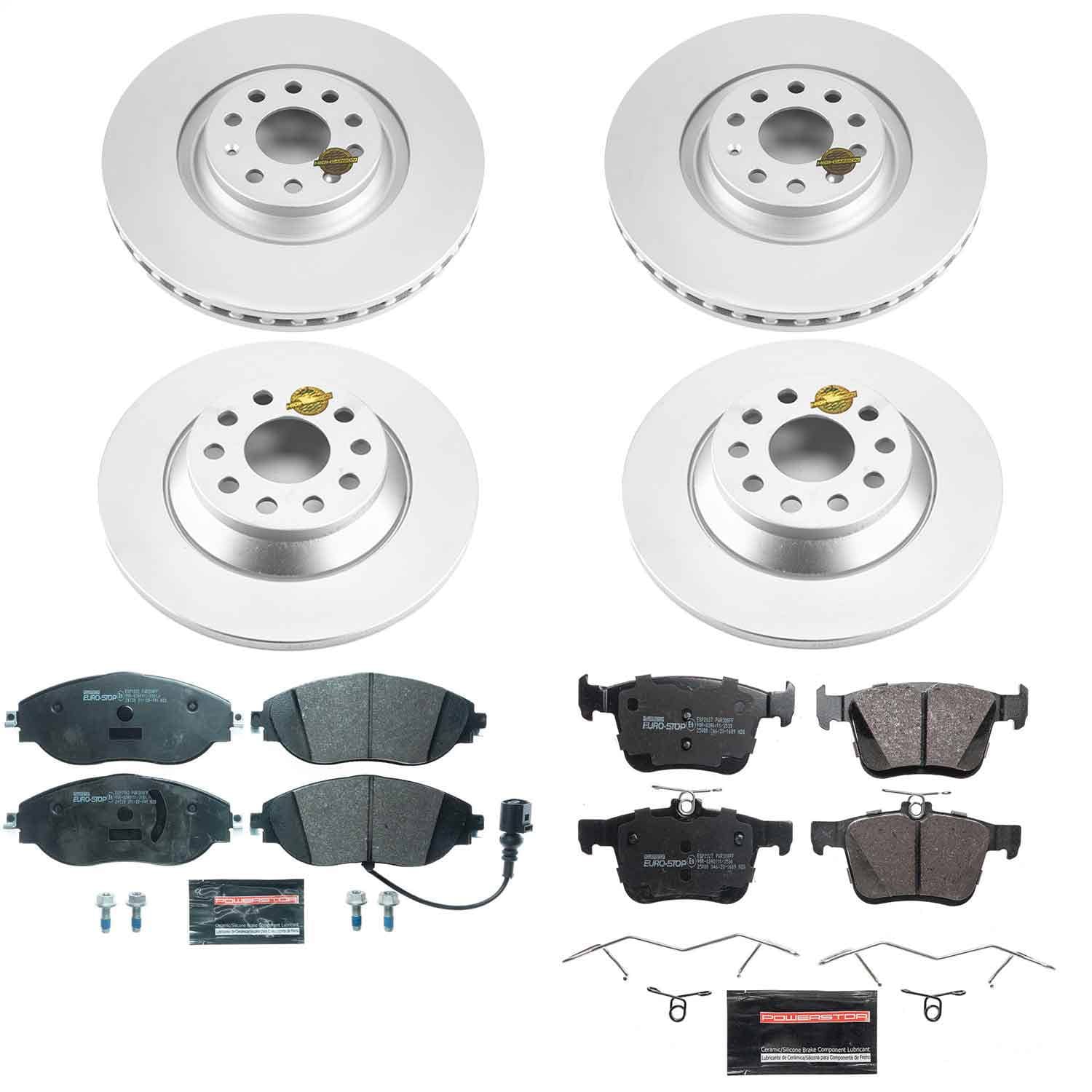 Power Stop - ESK8168 - Front and Rear - Disc Brake Pad and Rotor Kit