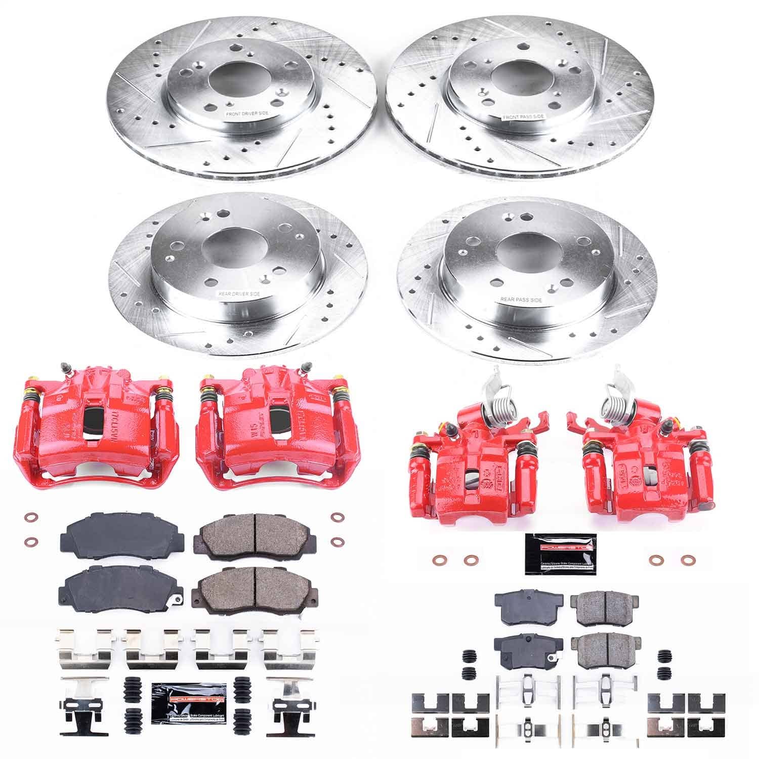 Power Stop - KC1042 - Front and Rear - Disc Brake Pad/Caliper and Rotor Kit