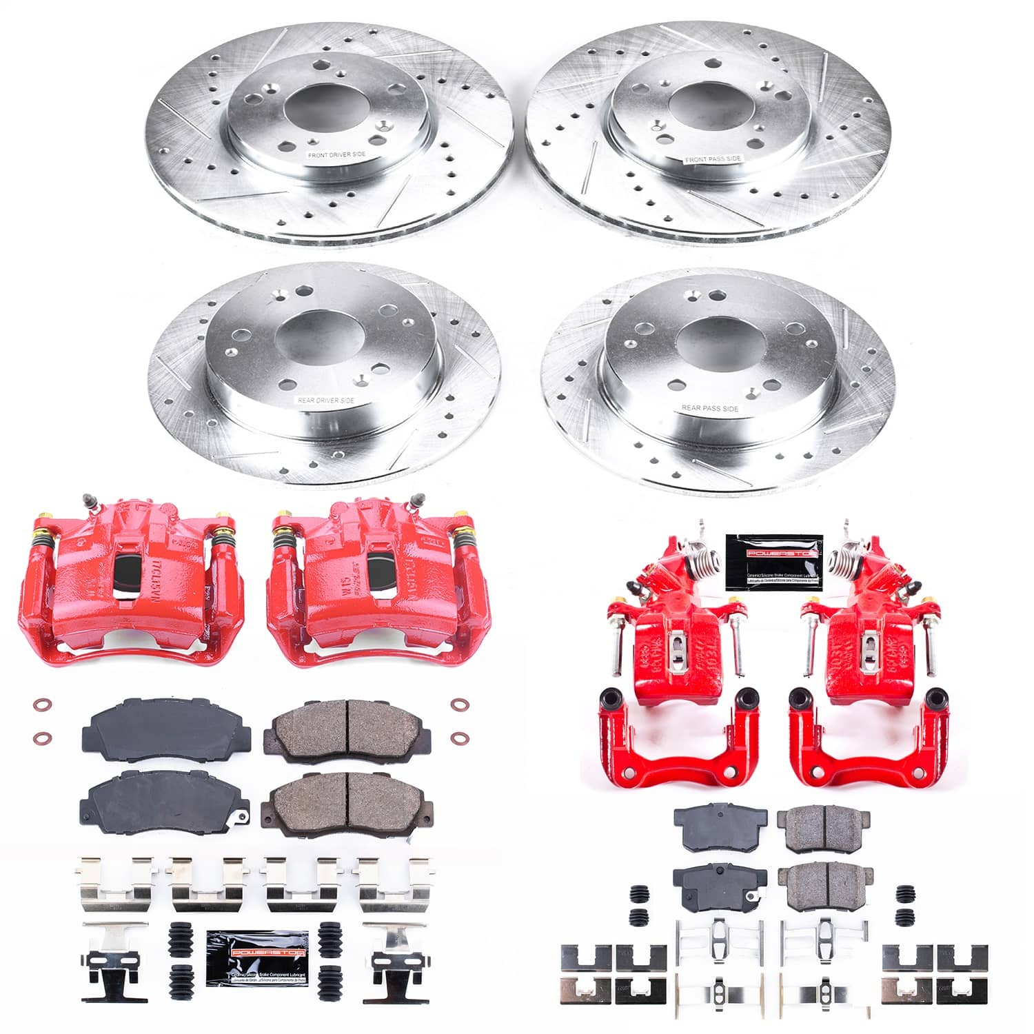 Power Stop - KC1042A - Front and Rear - Disc Brake Pad/Caliper and Rotor Kit