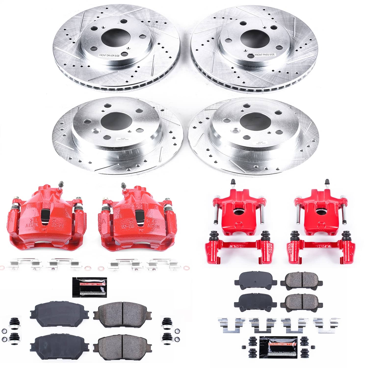 Power Stop - KC1065 - Front and Rear - Disc Brake Pad/Caliper and Rotor Kit