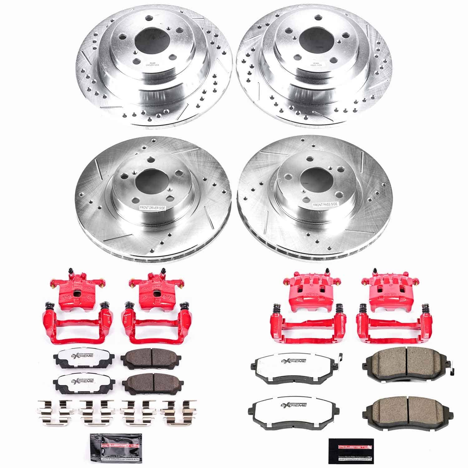 Power Stop - KC1127-26 - Front and Rear - Disc Brake Pad/Caliper and Rotor Kit