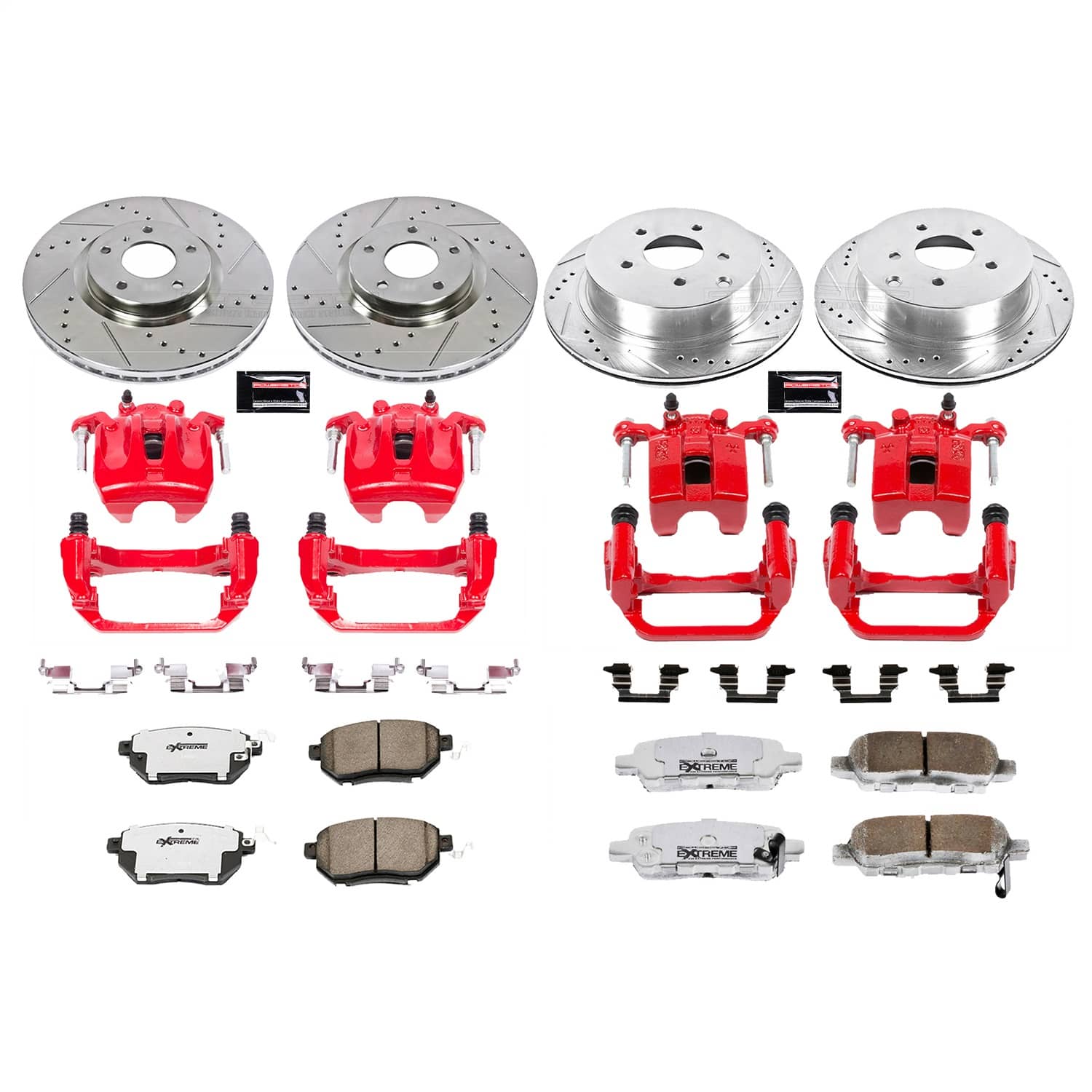 Power Stop - KC119-26 - Front and Rear - Disc Brake Pad/Caliper and Rotor Kit