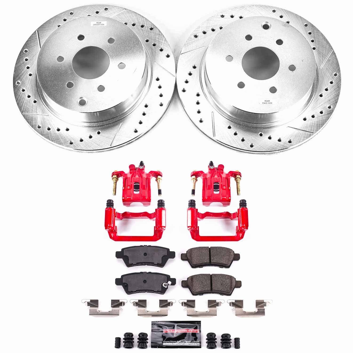 Power Stop - KC147 - Rear - Disc Brake Pad/Caliper and Rotor Kit