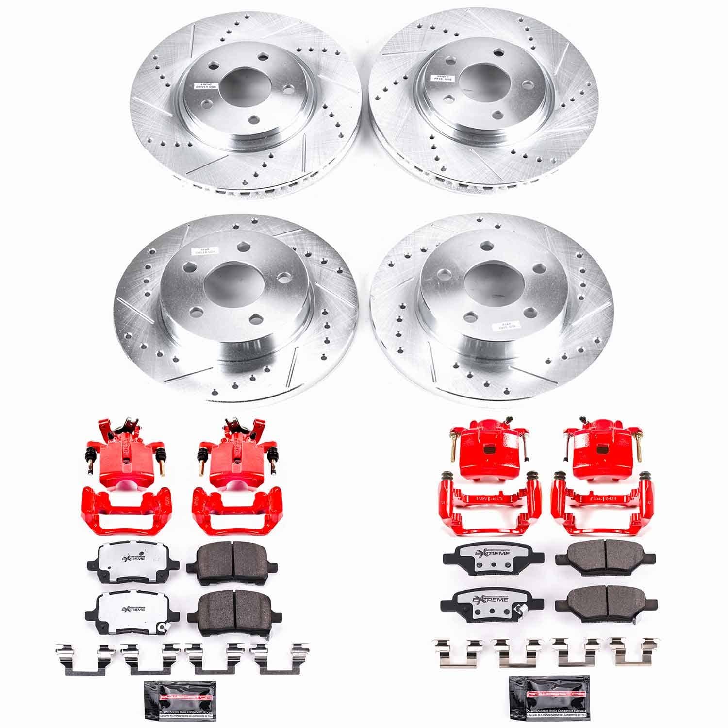 Power Stop - KC1612-26 - Front and Rear - Disc Brake Pad/Caliper and Rotor Kit