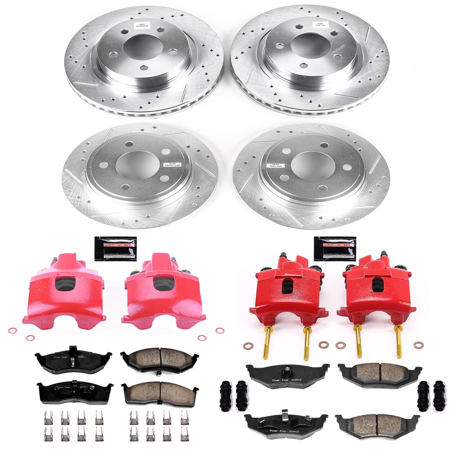 Power Stop - KC1693 - Front and Rear - Disc Brake Pad/Caliper and Rotor Kit