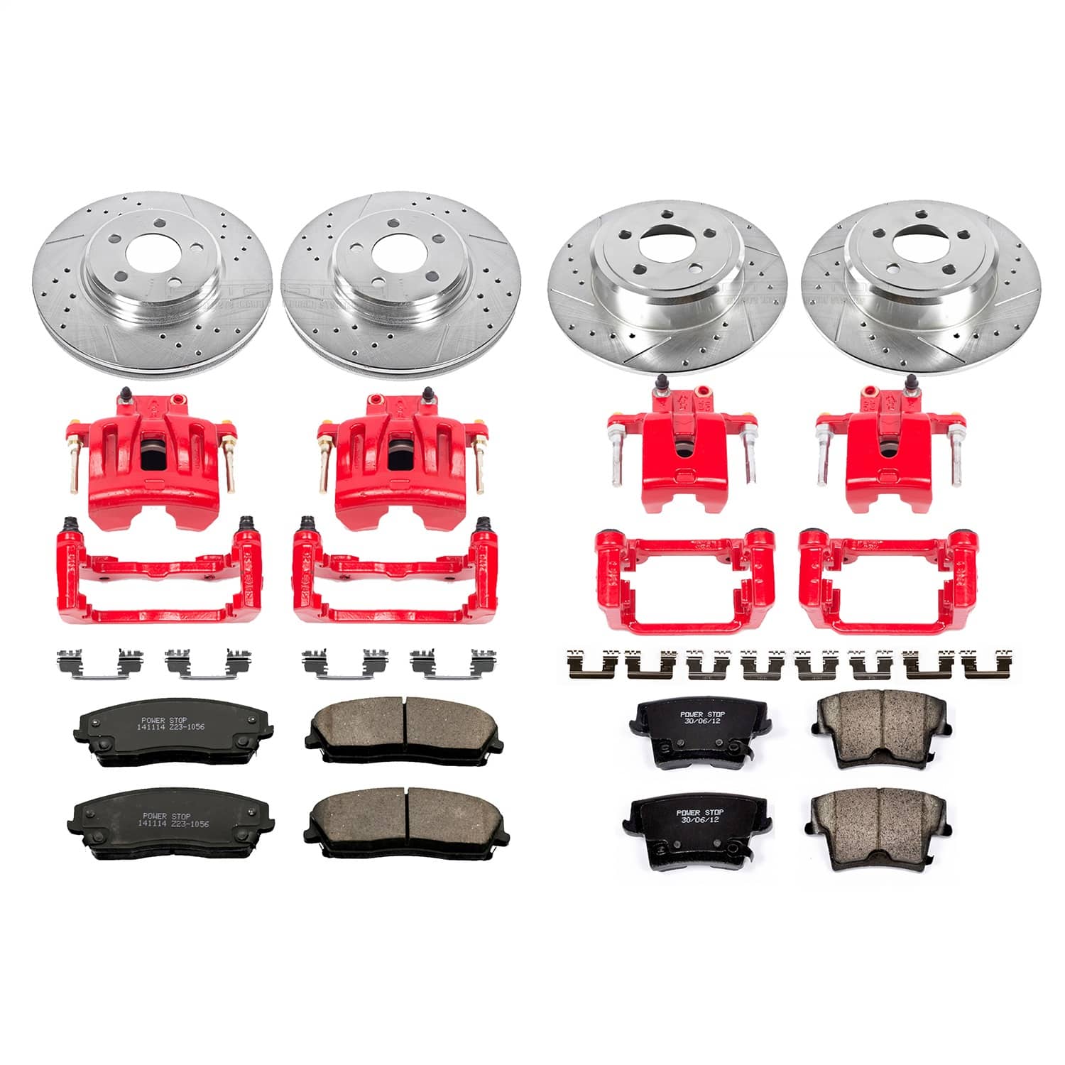 Power Stop - KC1715 - Front and Rear - Disc Brake Pad/Caliper and Rotor Kit
