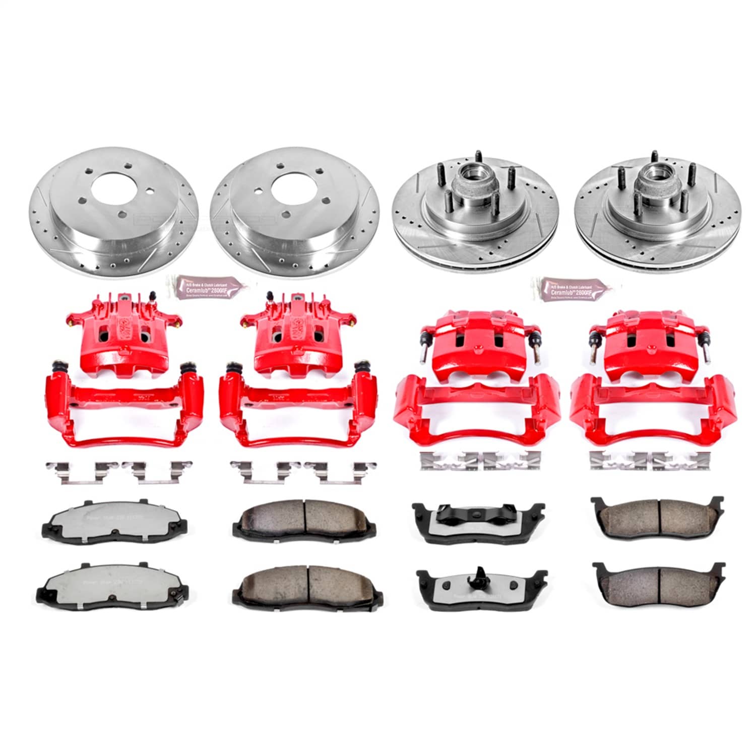 Power Stop - KC1915-36 - Front and Rear - Disc Brake Pad/Caliper and Rotor Kit