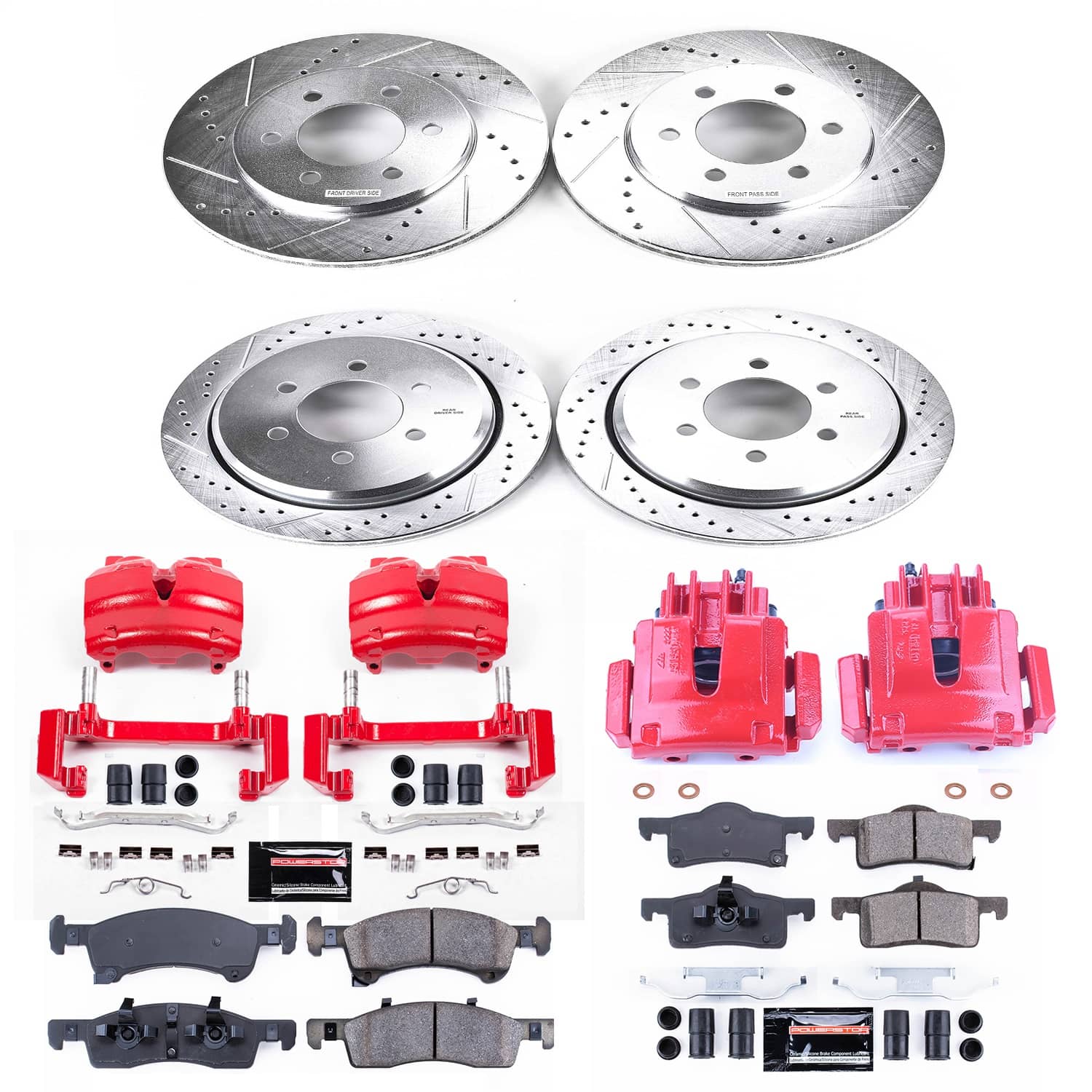 Power Stop - KC1934 - Front and Rear - Disc Brake Pad/Caliper and Rotor Kit