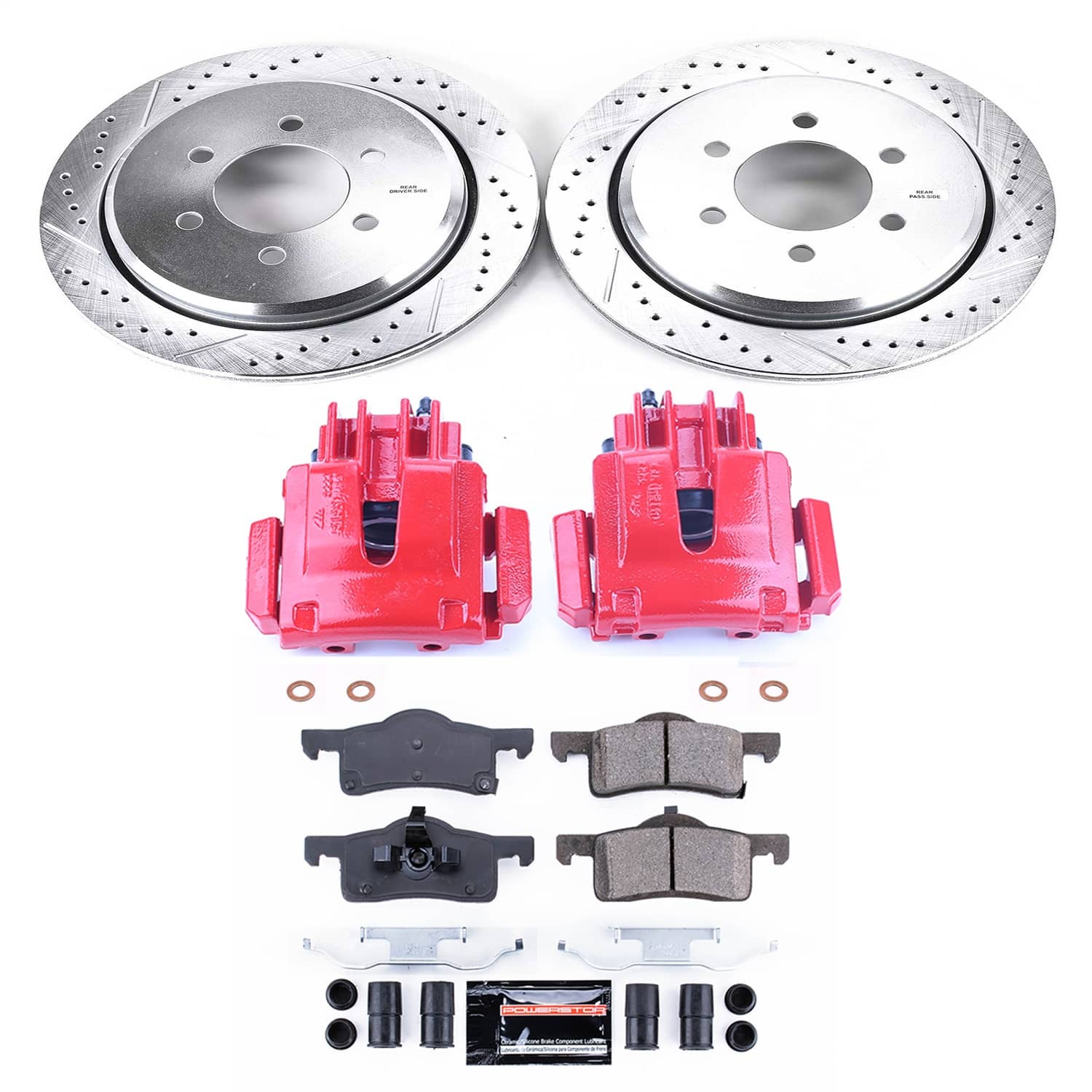 Power Stop - KC1935 - Rear - Disc Brake Pad/Caliper and Rotor Kit