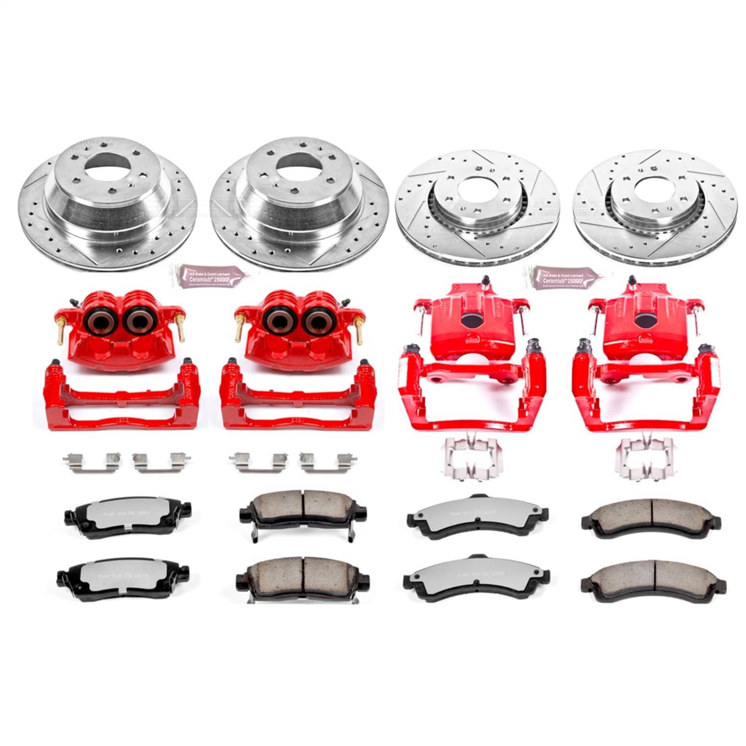 Power Stop - KC2062-36 - Front and Rear - Disc Brake Pad/Caliper and Rotor Kit