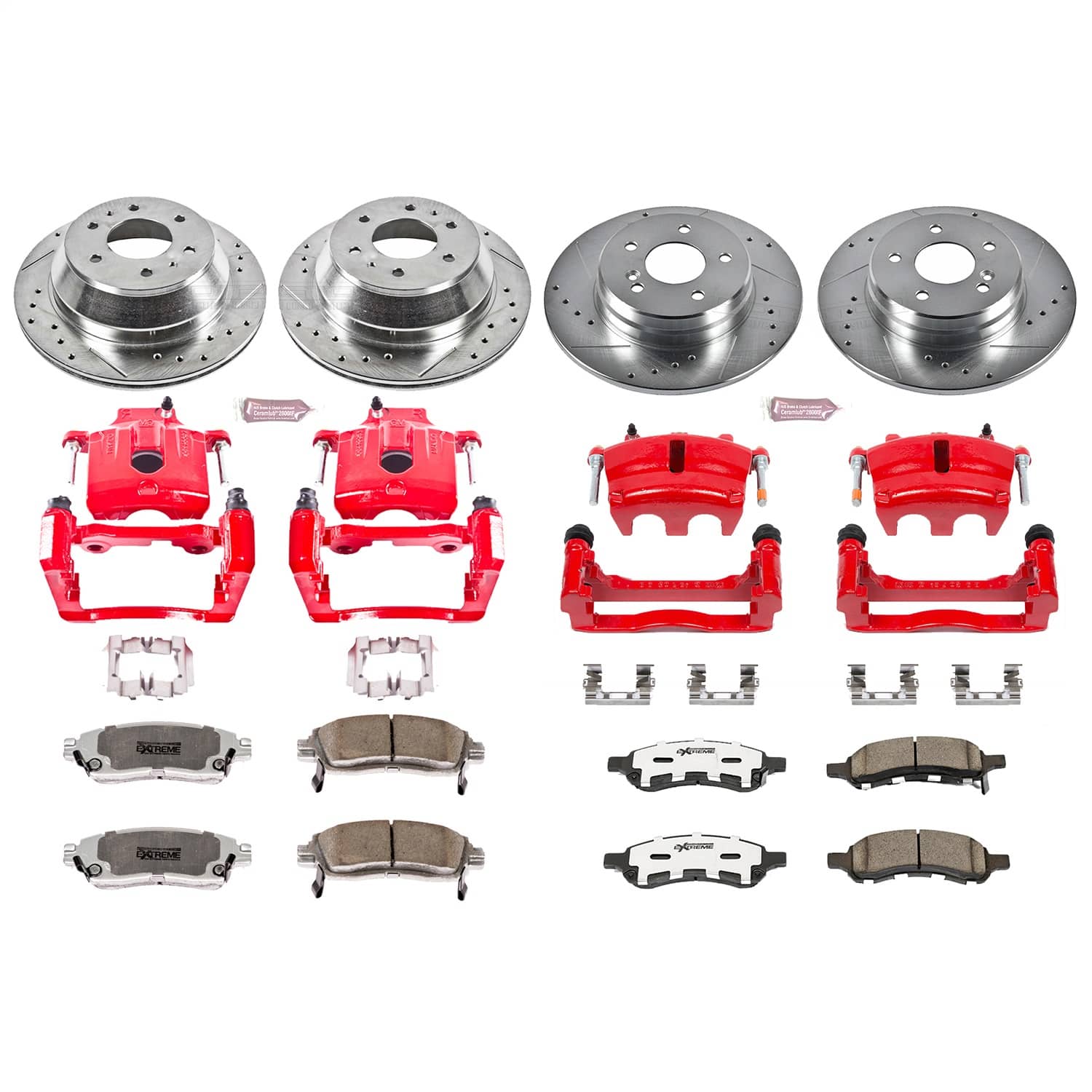 Power Stop - KC2085B-26 - Front and Rear - Disc Brake Pad/Caliper and Rotor Kit