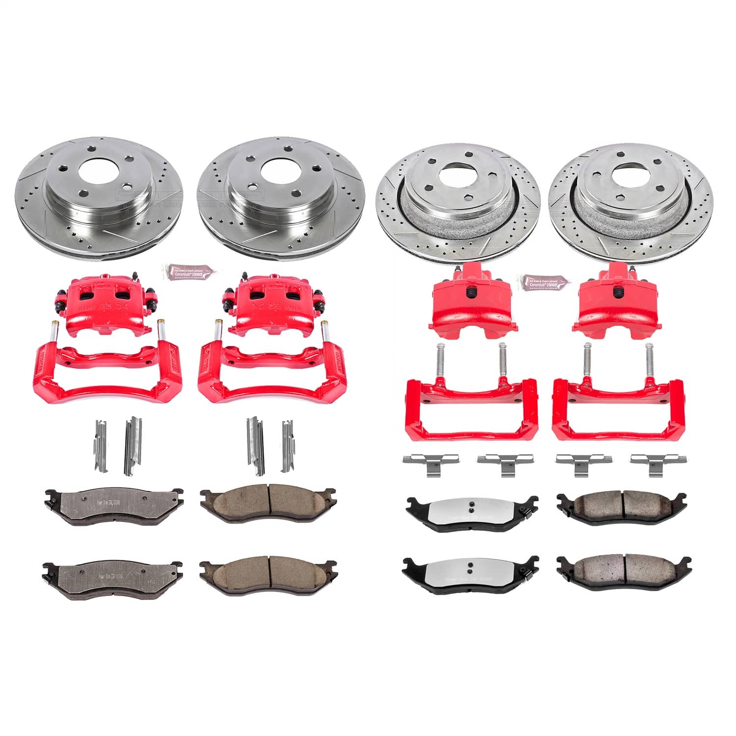 Power Stop - KC2166-36 - Front and Rear - Disc Brake Pad/Caliper and Rotor Kit