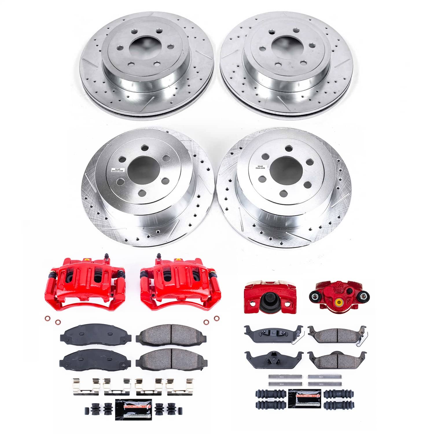 Power Stop - KC2188 - Front and Rear - Disc Brake Pad/Caliper and Rotor Kit