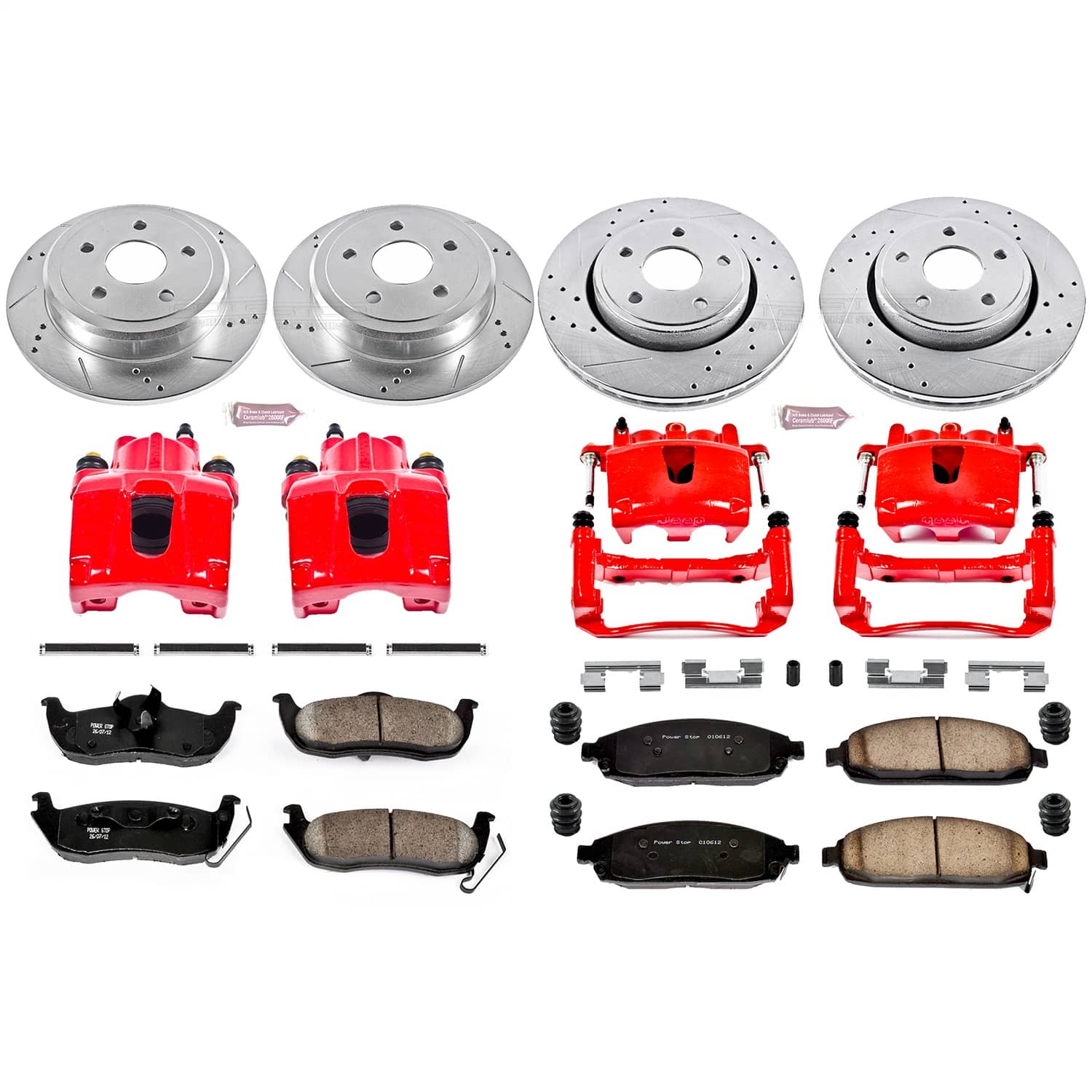 Power Stop - KC2220 - Front and Rear - Disc Brake Pad/Caliper and Rotor Kit