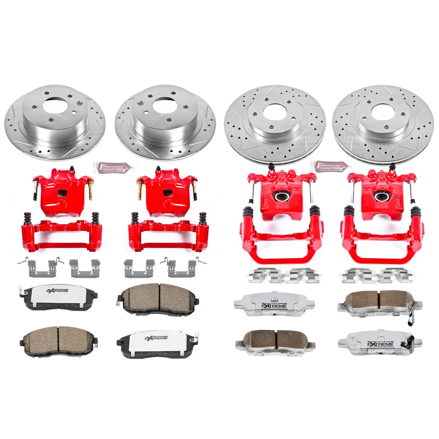 Power Stop - KC2283-26 - Front and Rear - Disc Brake Pad/Caliper and Rotor Kit
