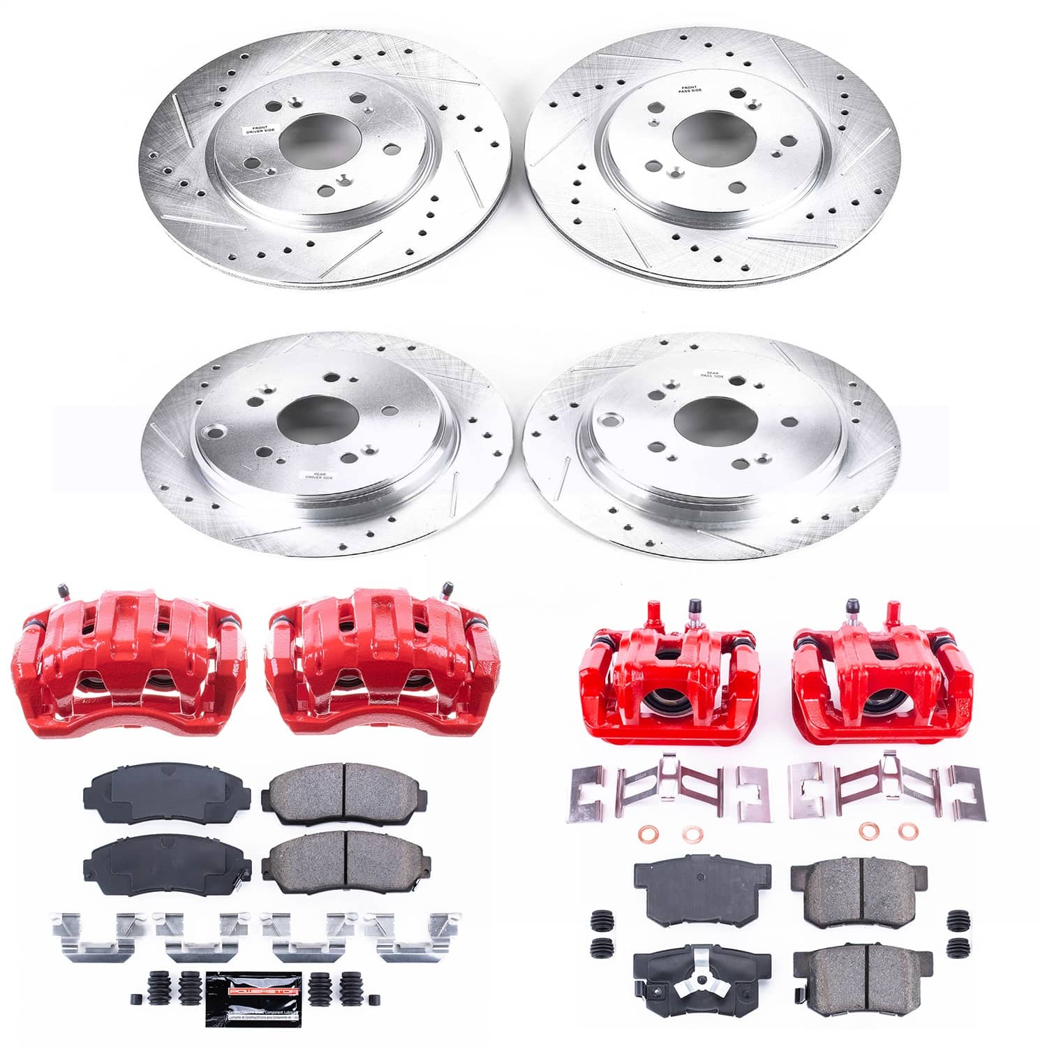 Power Stop - KC229 - Front and Rear - Disc Brake Pad/Caliper and Rotor Kit
