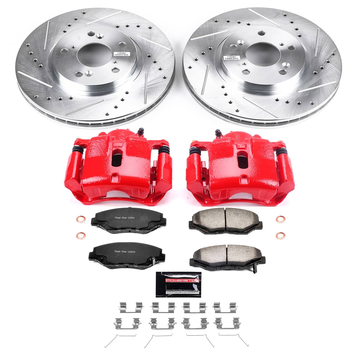 Power Stop - KC2302-36 - Front - Disc Brake Pad/Caliper and Rotor Kit