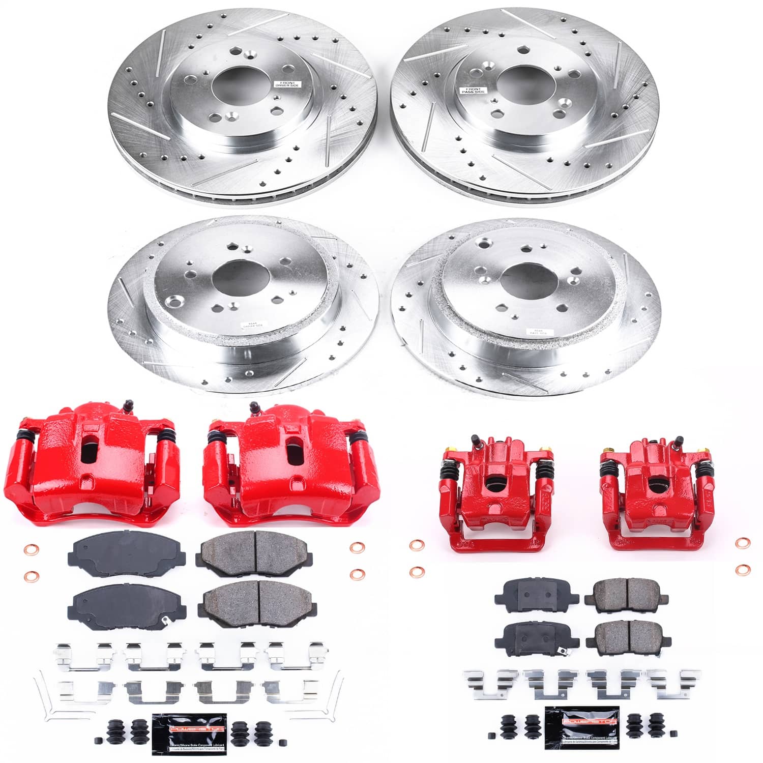 Power Stop - KC2303 - Front and Rear - Disc Brake Pad/Caliper and Rotor Kit