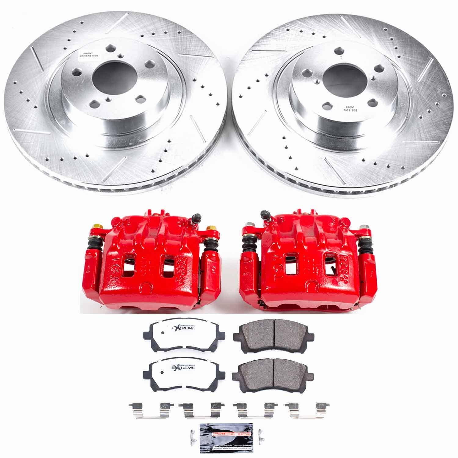Power Stop - KC2369-26 - Front - Disc Brake Pad/Caliper and Rotor Kit