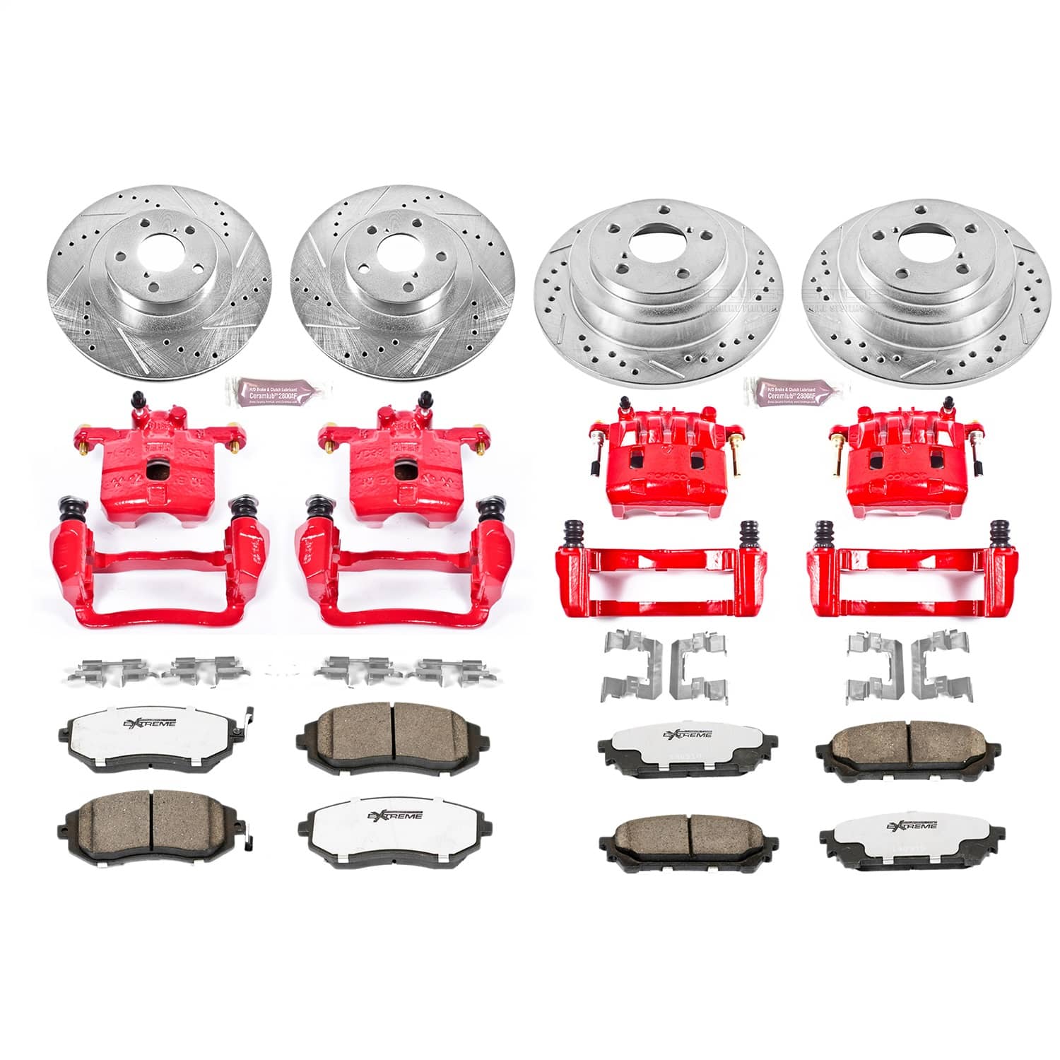 Power Stop - KC2376-26 - Front and Rear - Disc Brake Pad/Caliper and Rotor Kit