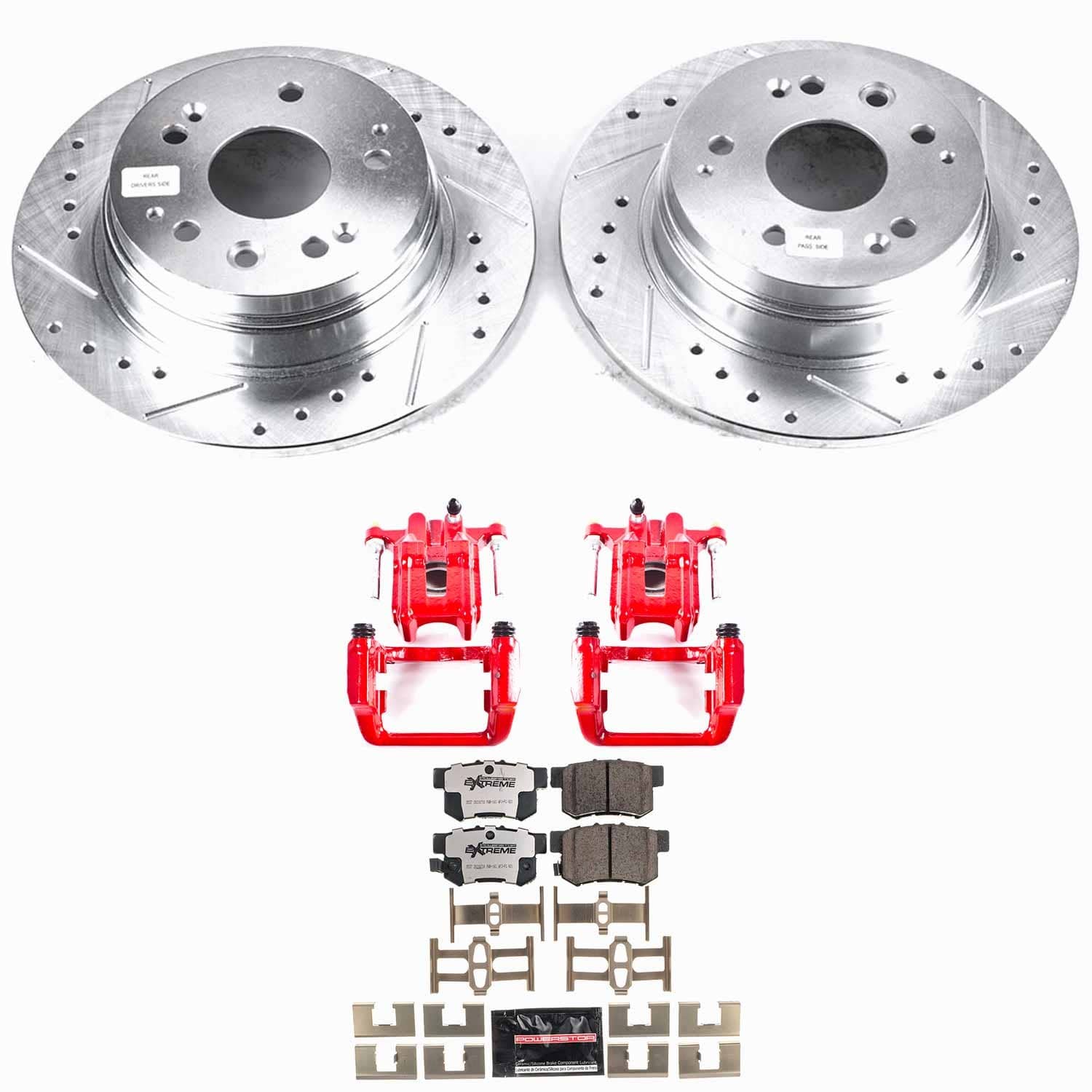 Power Stop - KC2383-26 - Rear - Disc Brake Pad/Caliper and Rotor Kit