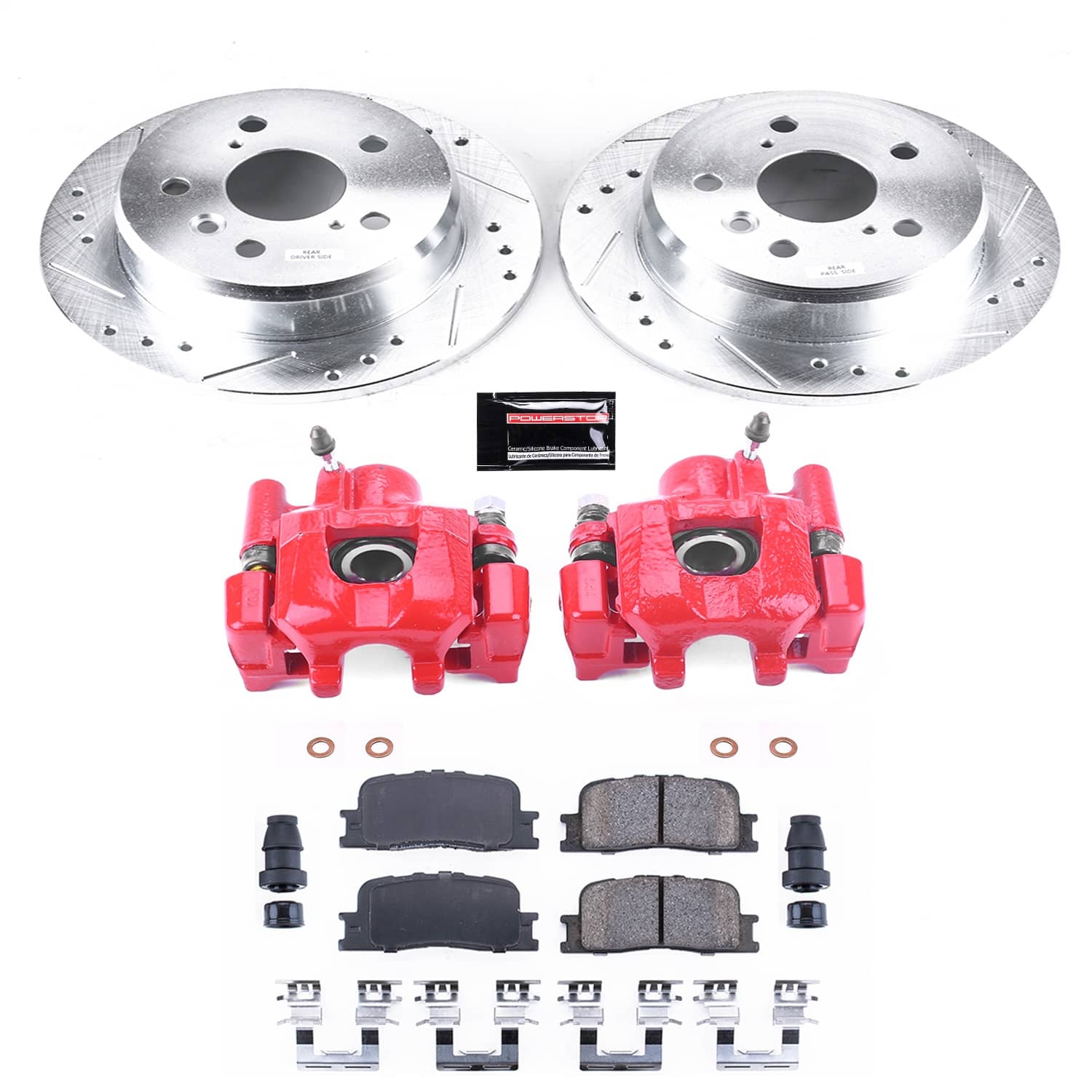 Power Stop - KC2418 - Rear - Disc Brake Pad/Caliper and Rotor Kit