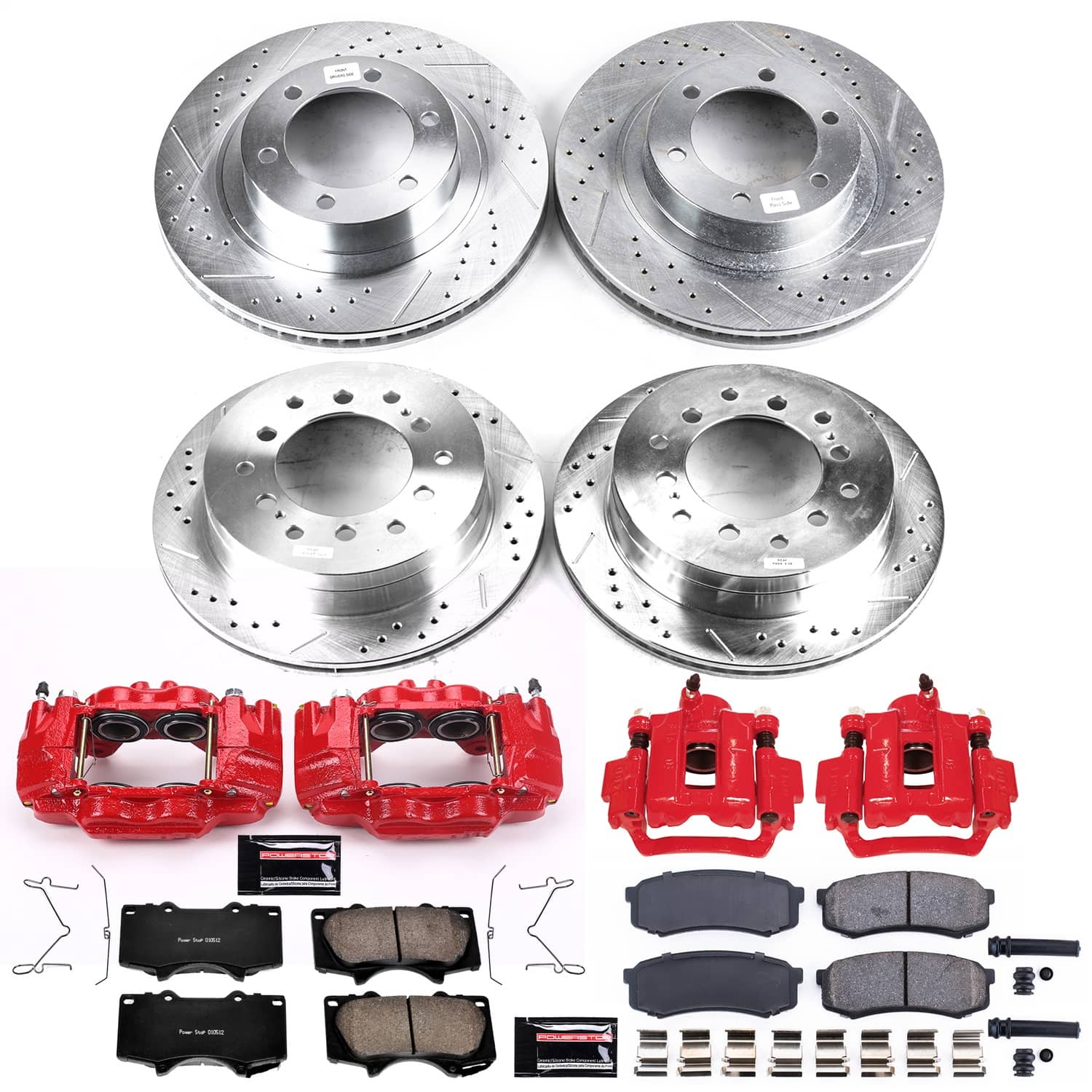 Power Stop - KC2422A - Front and Rear - Disc Brake Pad/Caliper and Rotor Kit