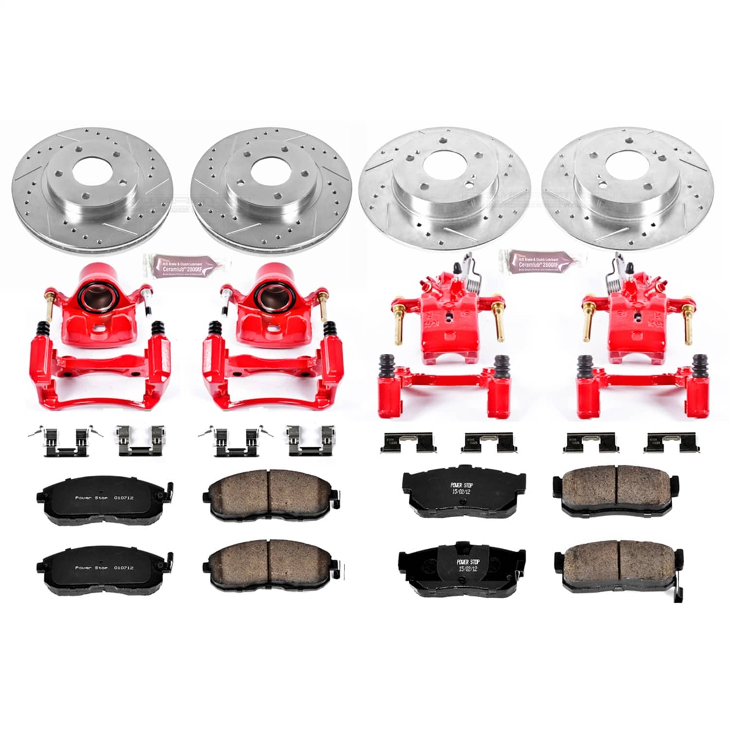 Power Stop - KC2704 - Front and Rear - Disc Brake Pad/Caliper and Rotor Kit