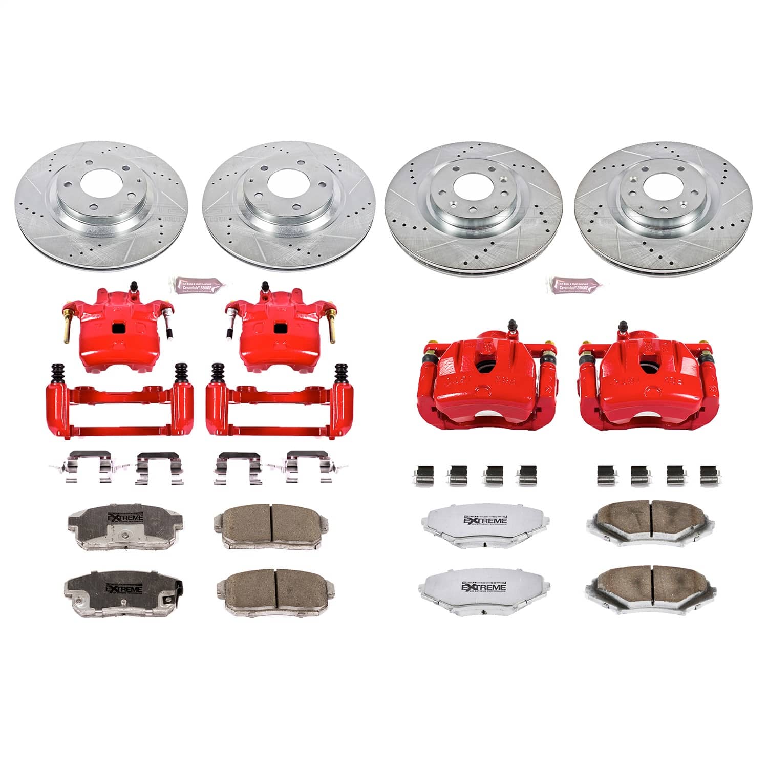 Power Stop - KC2727-26 - Front and Rear - Disc Brake Pad/Caliper and Rotor Kit