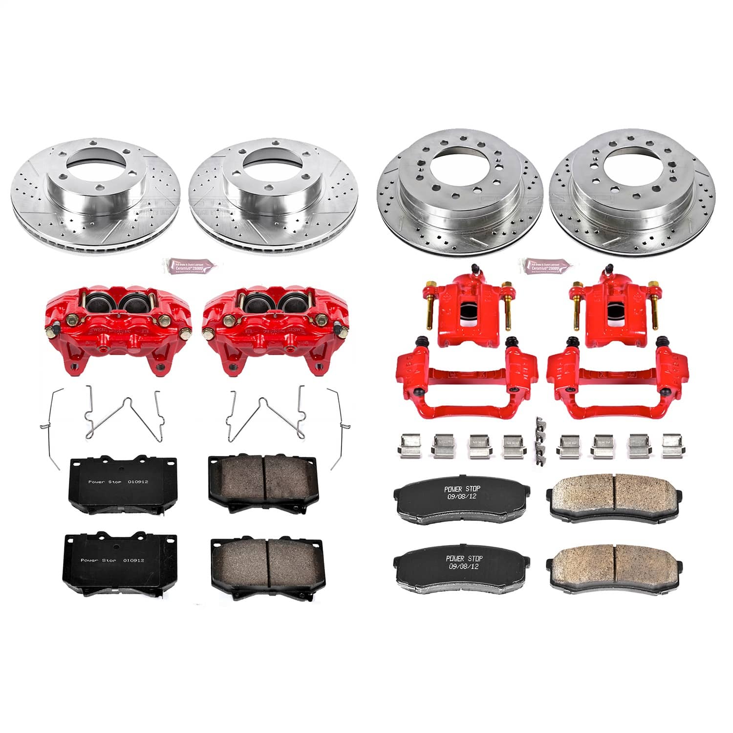 Power Stop - KC2756 - Front and Rear - Disc Brake Pad/Caliper and Rotor Kit