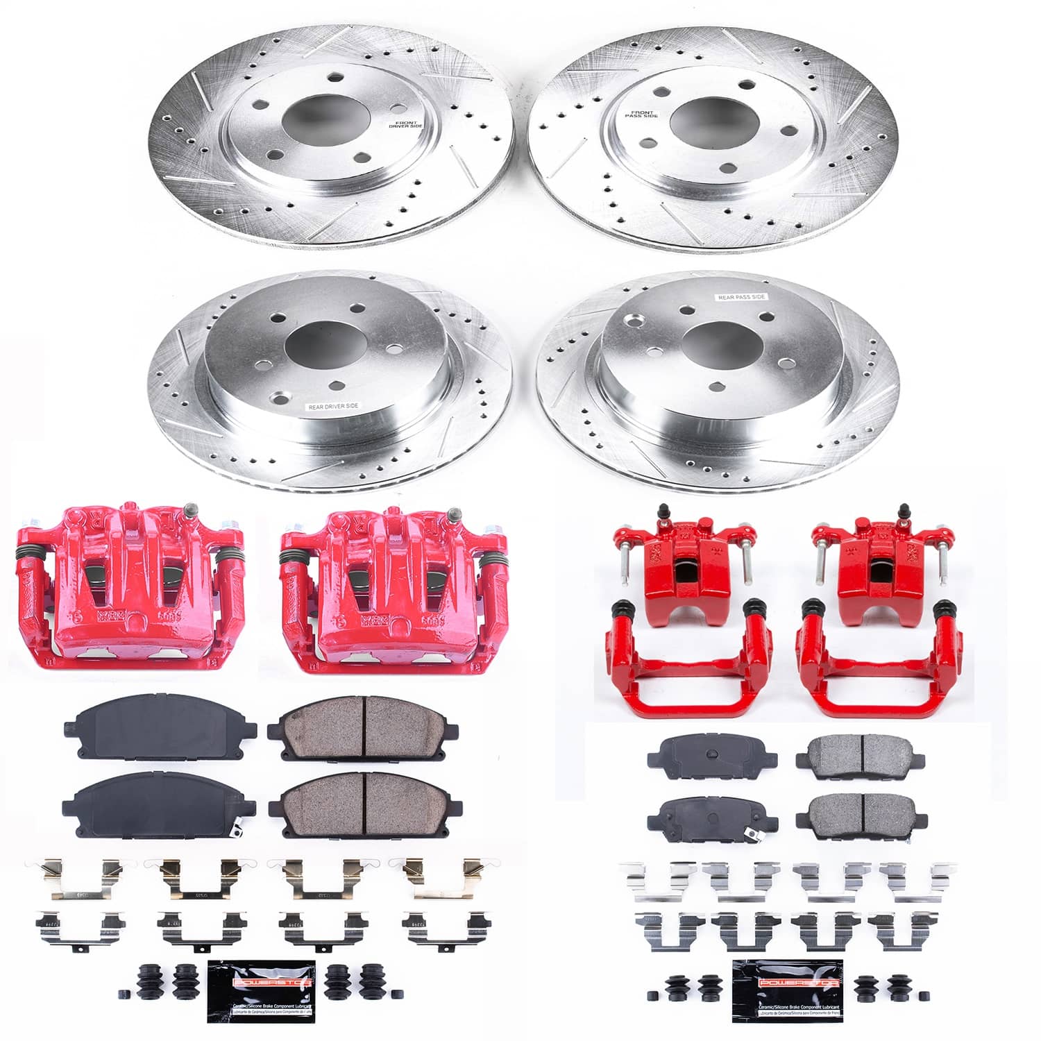 Power Stop - KC2766 - Front and Rear - Disc Brake Pad/Caliper and Rotor Kit