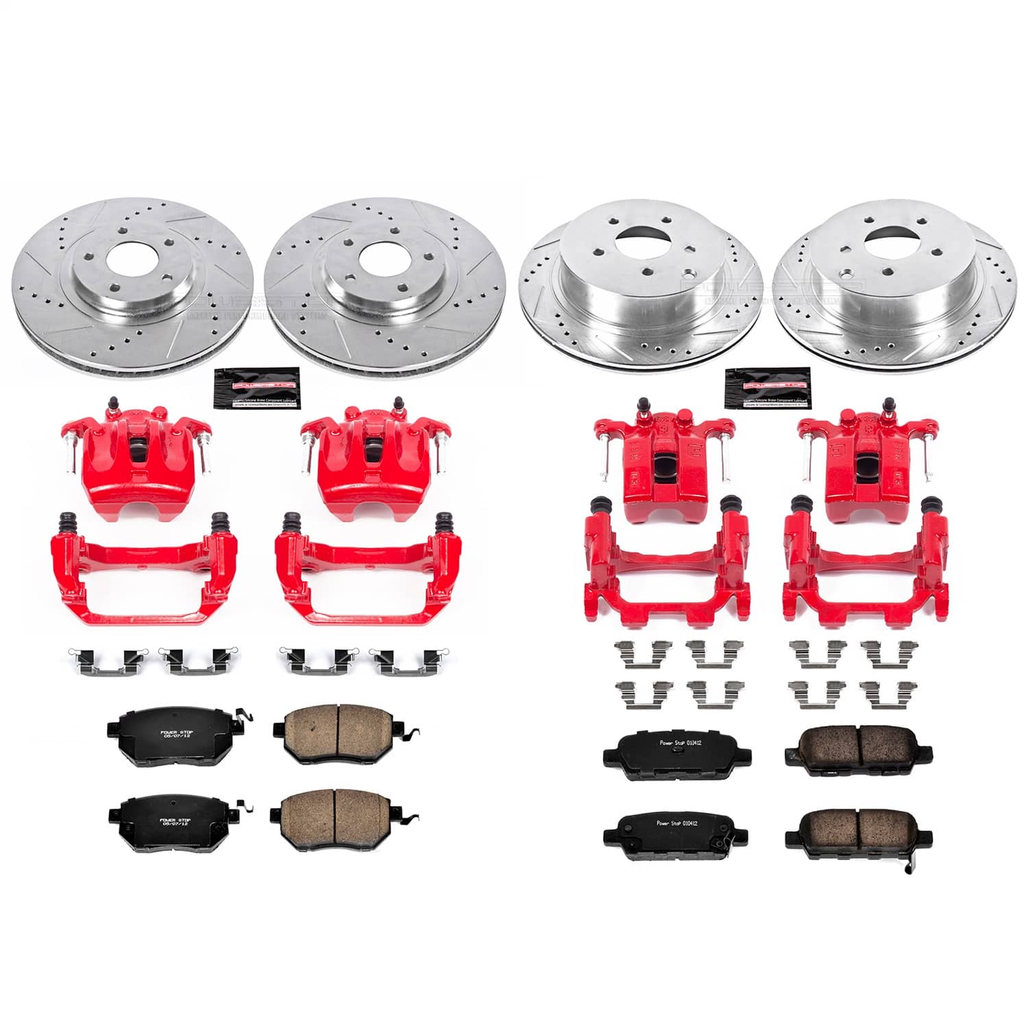 Power Stop - KC2767B - Front and Rear - Disc Brake Pad/Caliper and Rotor Kit