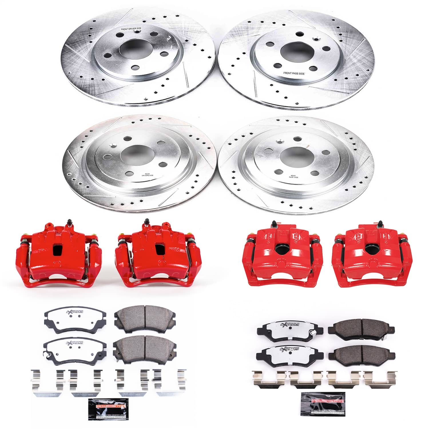 Power Stop - KC2816-26 - Front and Rear - Disc Brake Pad/Caliper and Rotor Kit
