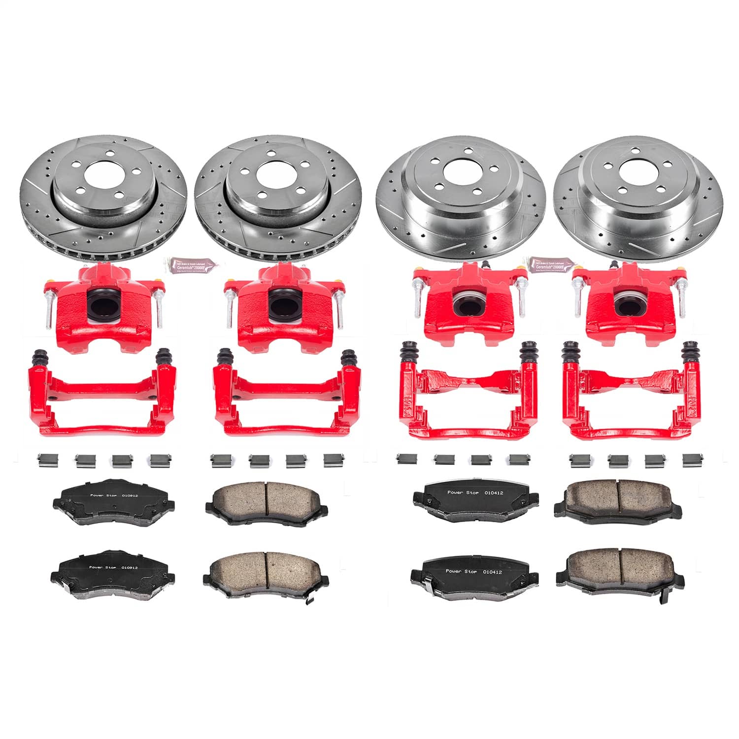 Power Stop - KC2832A - Front and Rear - Disc Brake Pad/Caliper and Rotor Kit