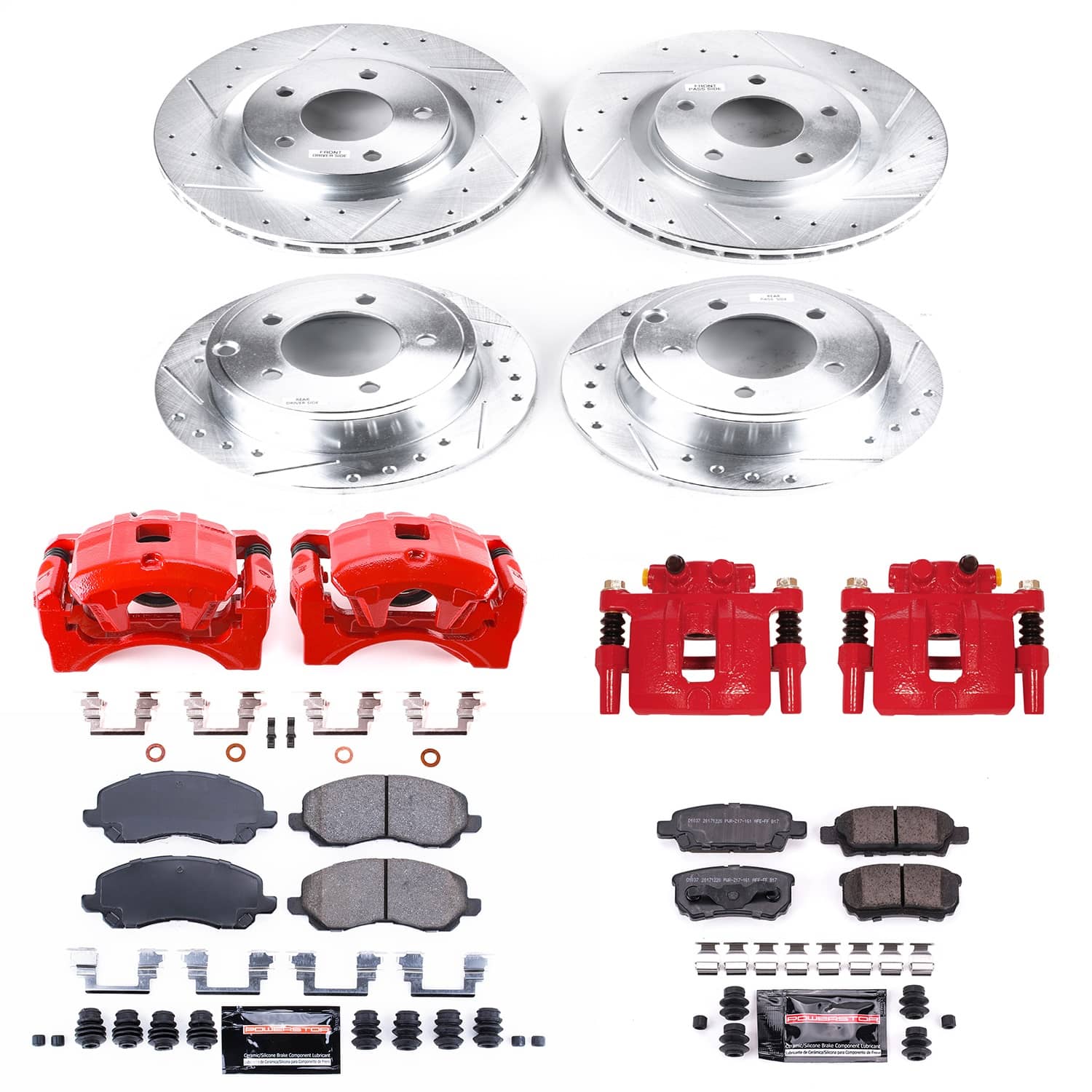 Power Stop - KC2840A - Front and Rear - Disc Brake Pad/Caliper and Rotor Kit