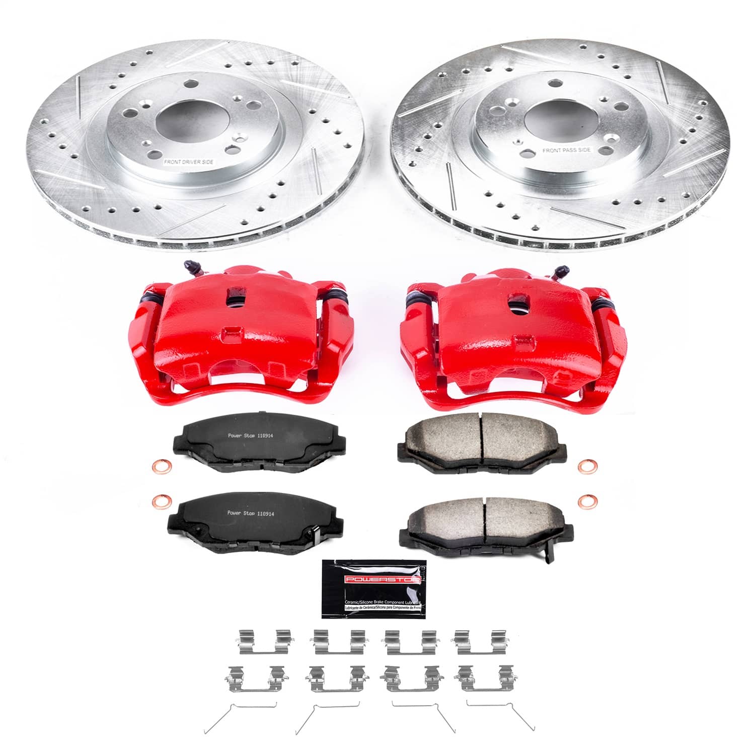 Power Stop - KC3055-36 - Front - Disc Brake Pad/Caliper and Rotor Kit