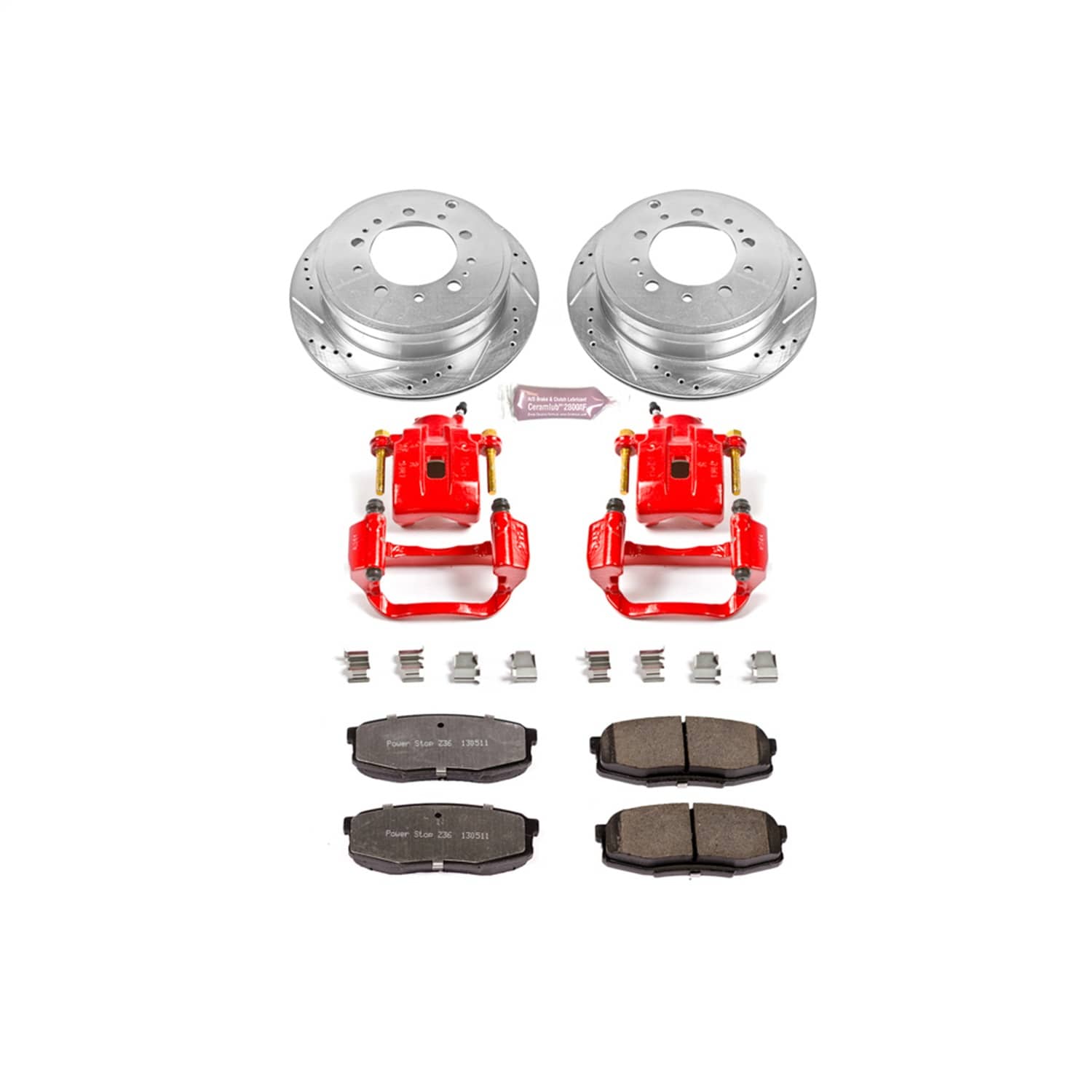 Power Stop - KC3073-36 - Rear - Disc Brake Pad/Caliper and Rotor Kit