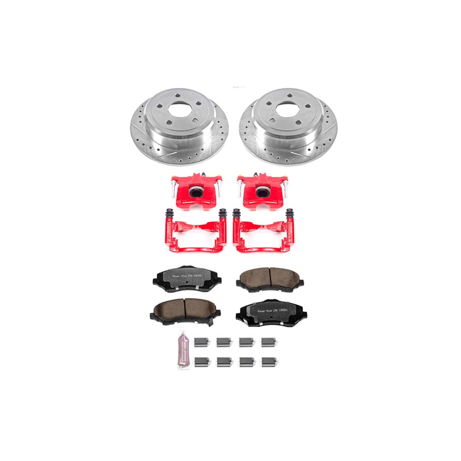 Power Stop - KC3090-36 - Rear - Disc Brake Pad/Caliper and Rotor Kit