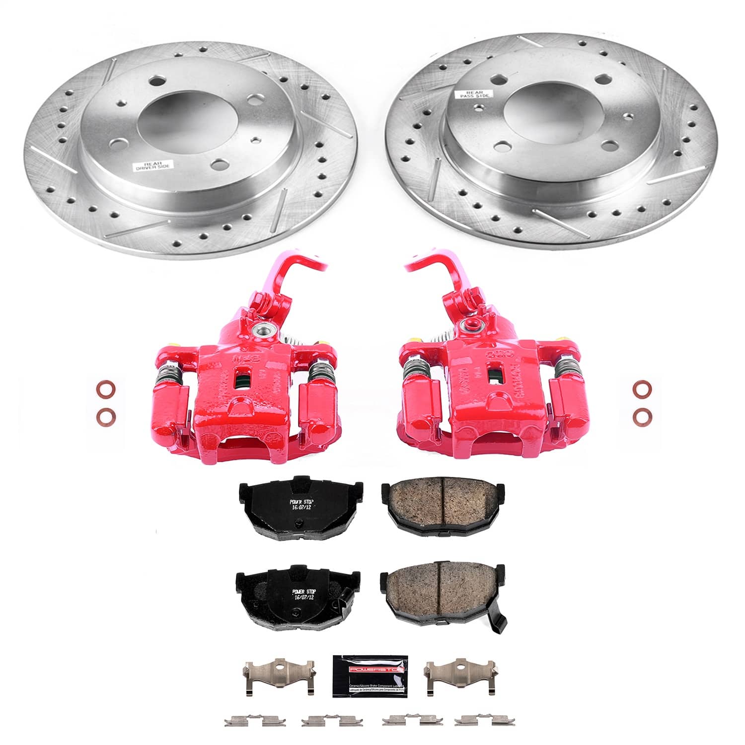 Power Stop - KC3106A - Rear - Disc Brake Pad/Caliper and Rotor Kit