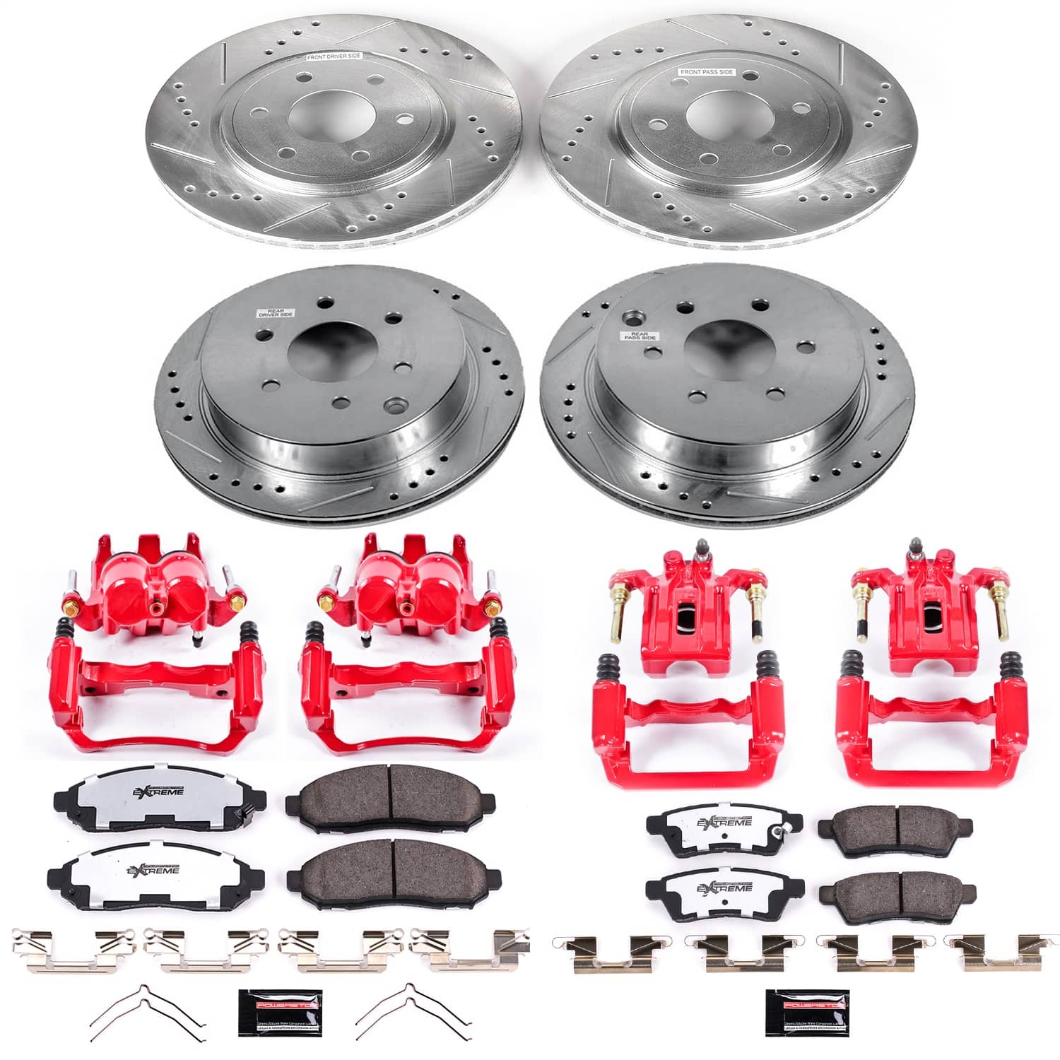 Power Stop - KC4062-36 - Front and Rear - Disc Brake Pad/Caliper and Rotor Kit
