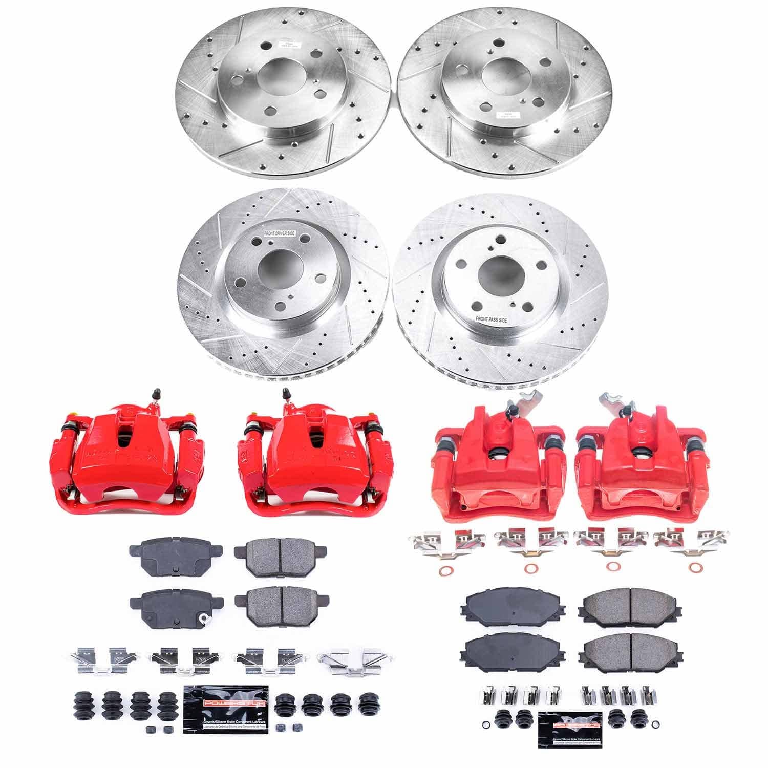 Power Stop - KC4142 - Front and Rear - Disc Brake Pad/Caliper and Rotor Kit